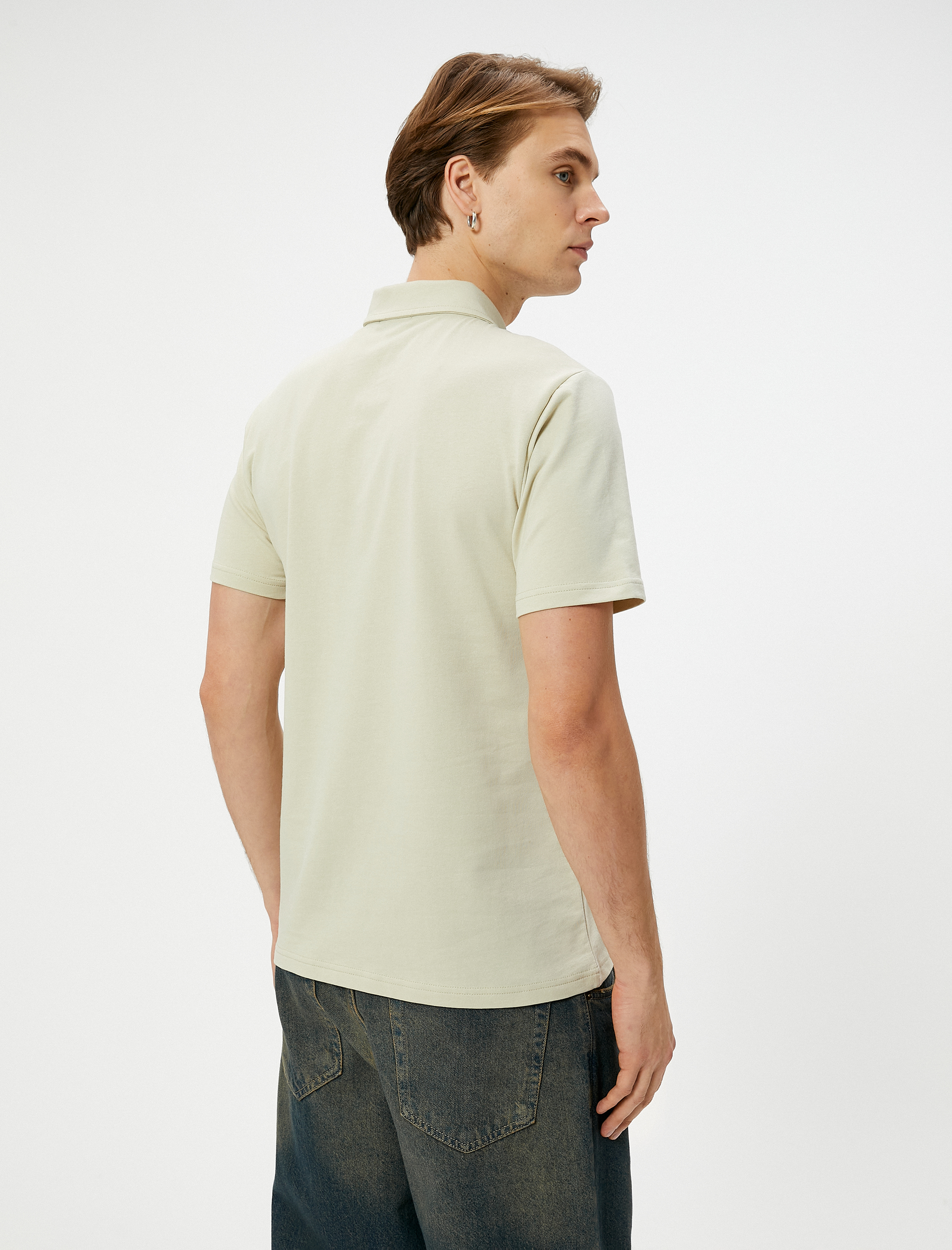   Yarım Fermuarlı Polo Tişört Kısa Kollu Pamuklu
