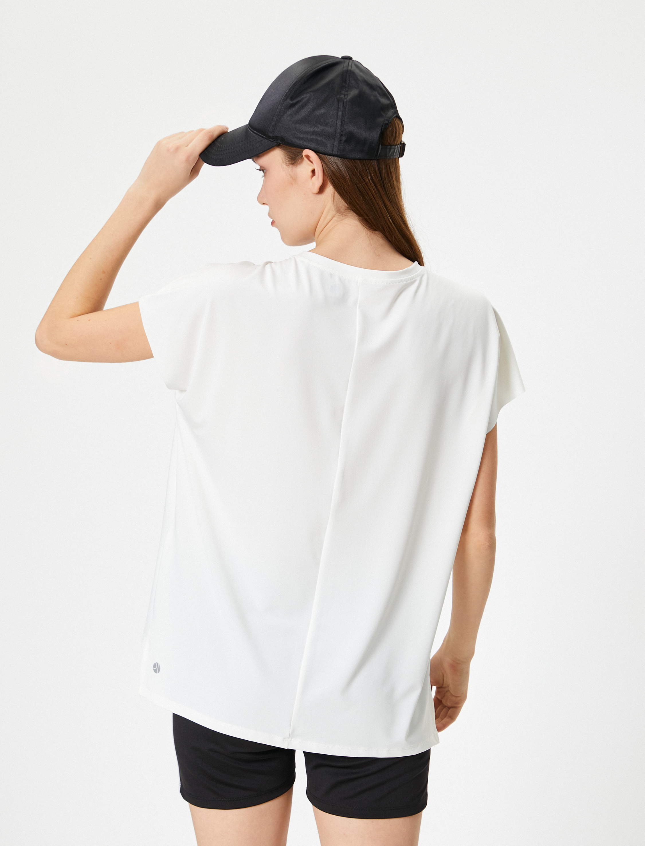   Rahat Kalıp Basic Spor Uzun Tişört Kısa Kollu Bisiklet Yaka