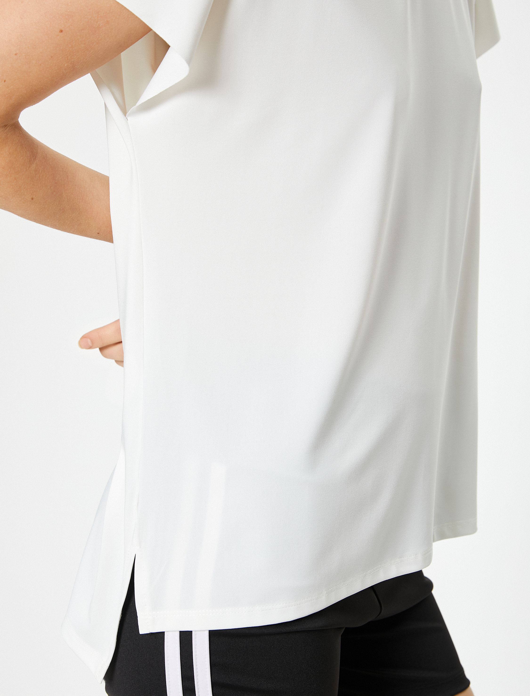   Rahat Kalıp Basic Spor Uzun Tişört Kısa Kollu Bisiklet Yaka