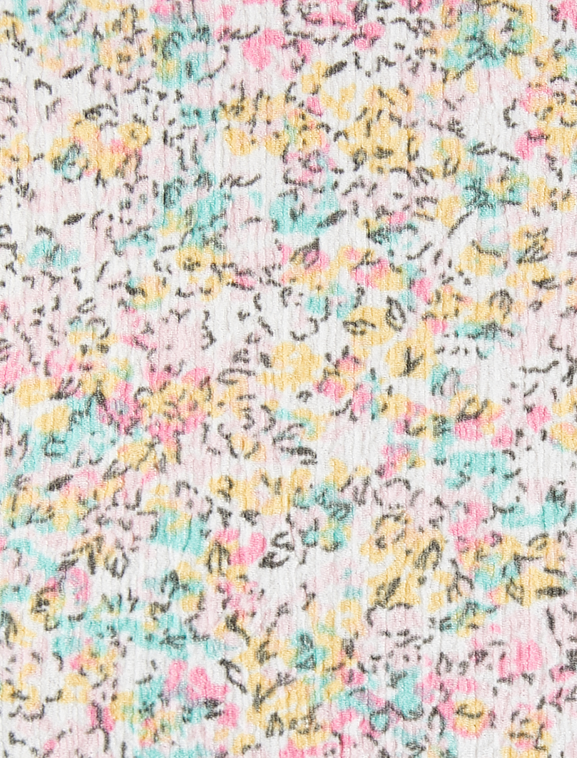   Çiçekli Fırfırlı Tişört Kısa Kollu Bisiklet Yaka Dokulu Bürümcük