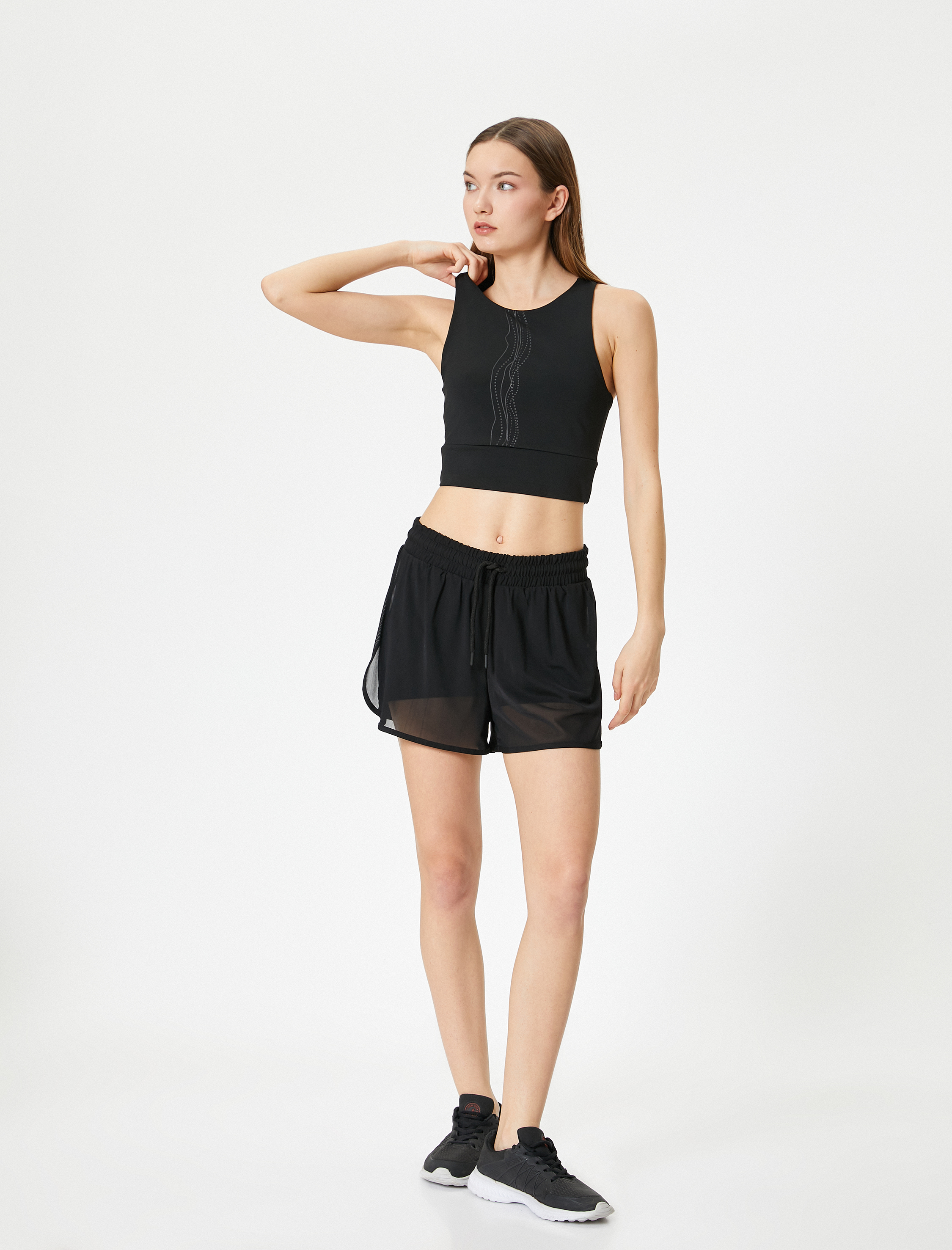   Spor Yarım Atlet Yuvarlak Yaka Baskı Detaylı