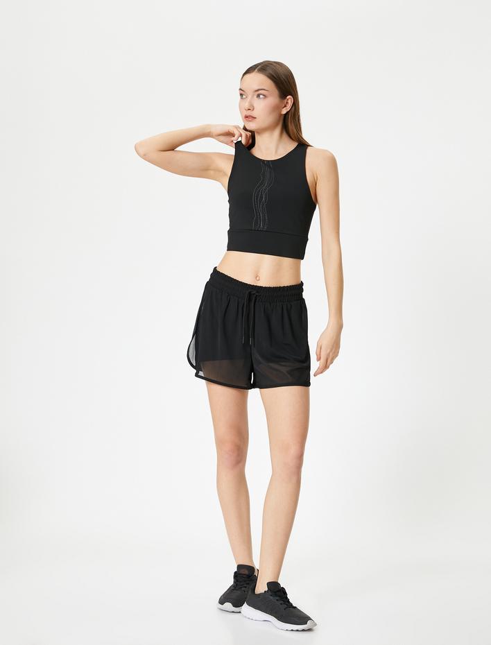  Spor Yarım Atlet Yuvarlak Yaka Baskı Detaylı