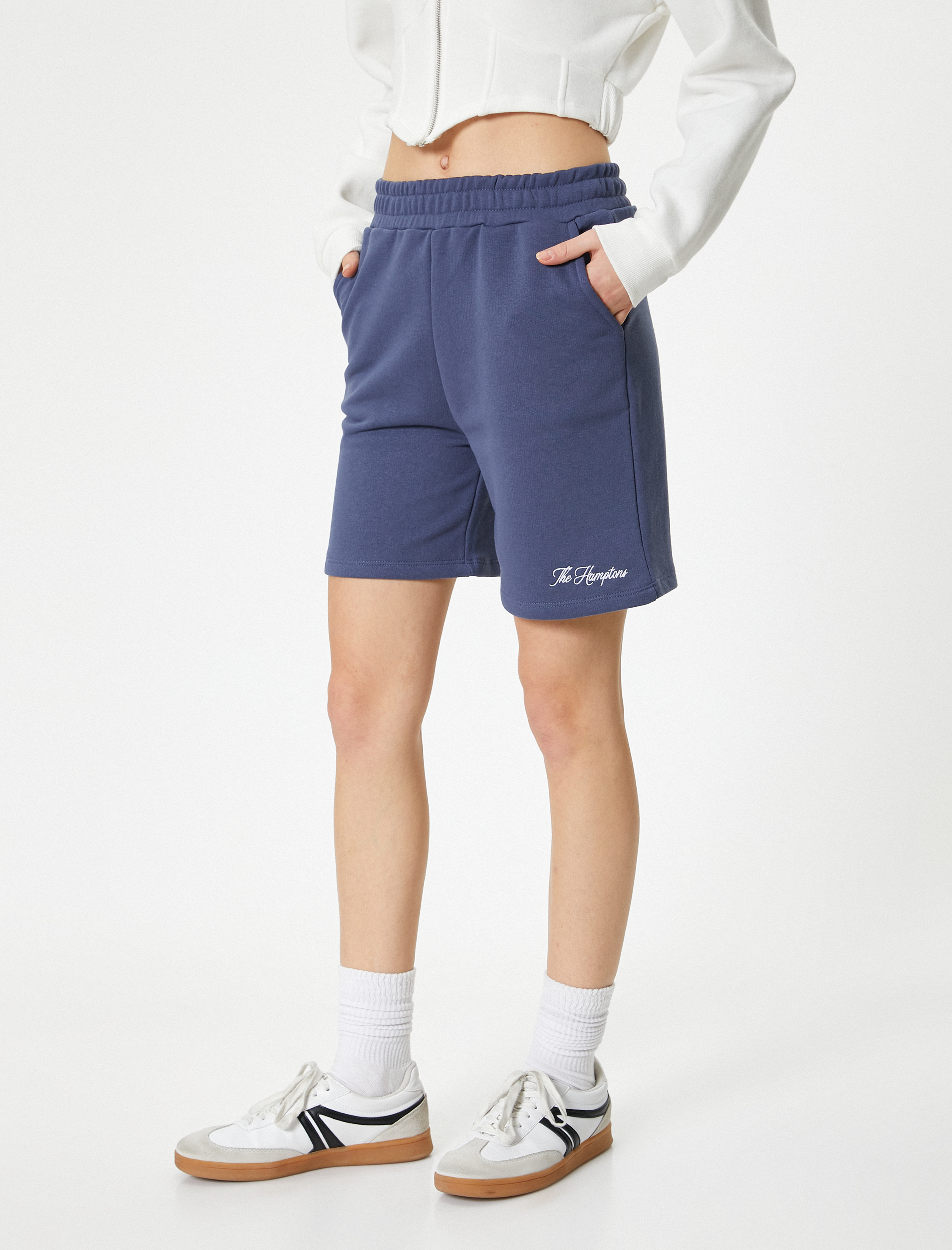   Şort Düz Paça Beli Lastikli Cepli