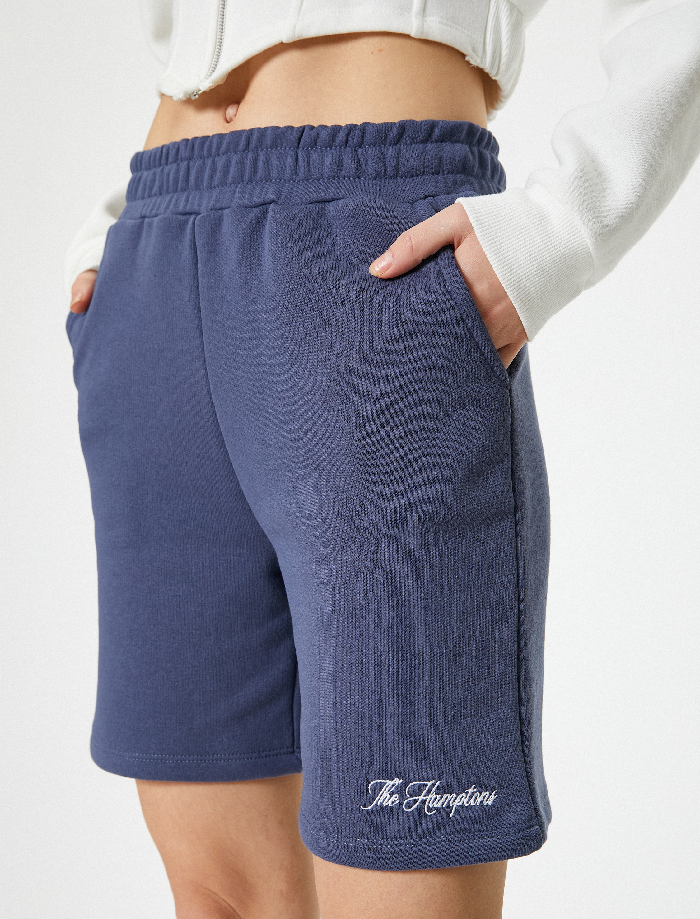   Şort Düz Paça Beli Lastikli Cepli