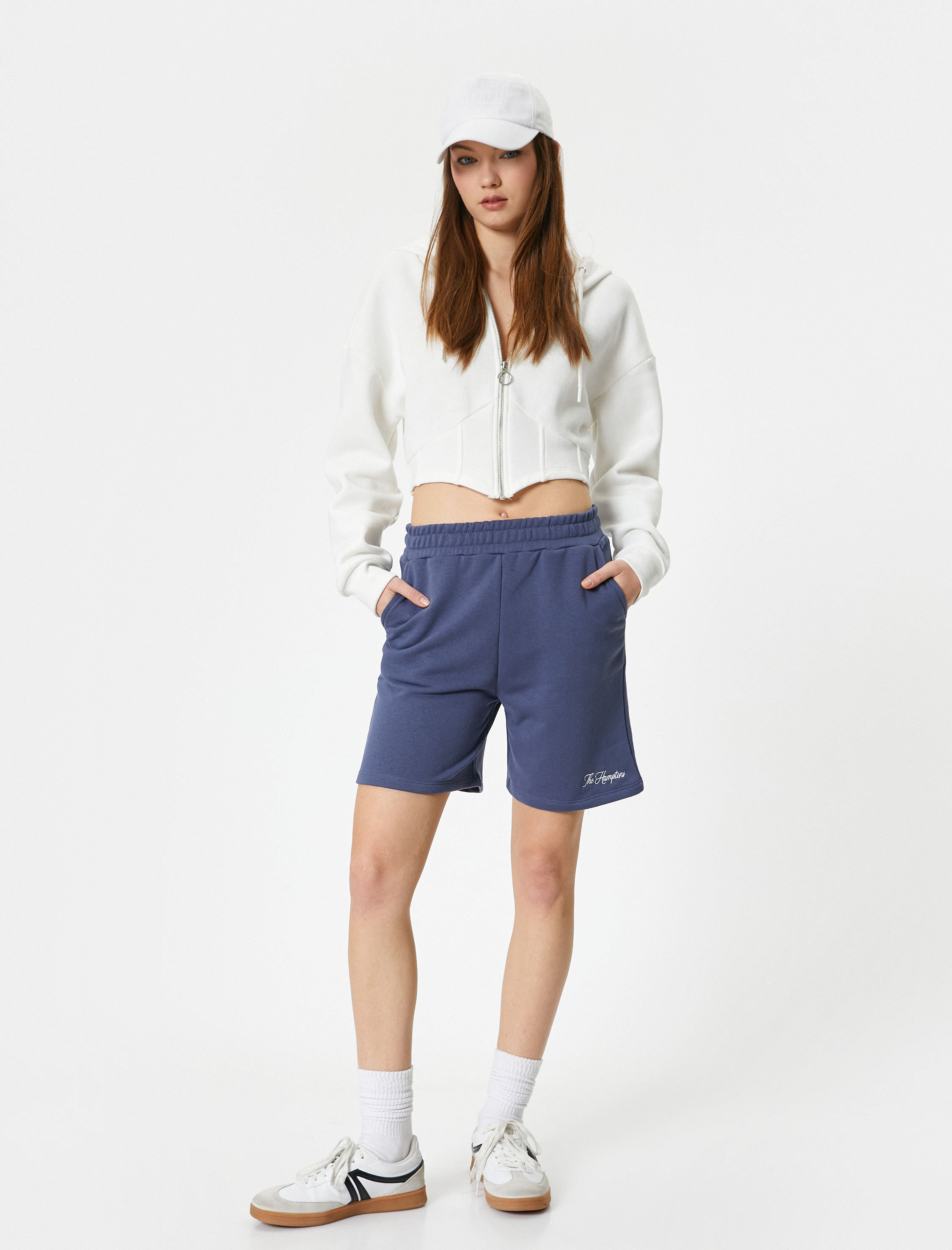   Şort Düz Paça Beli Lastikli Cepli