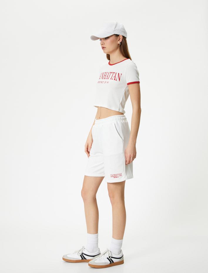  Şort Düz Paça Beli Lastikli Cepli