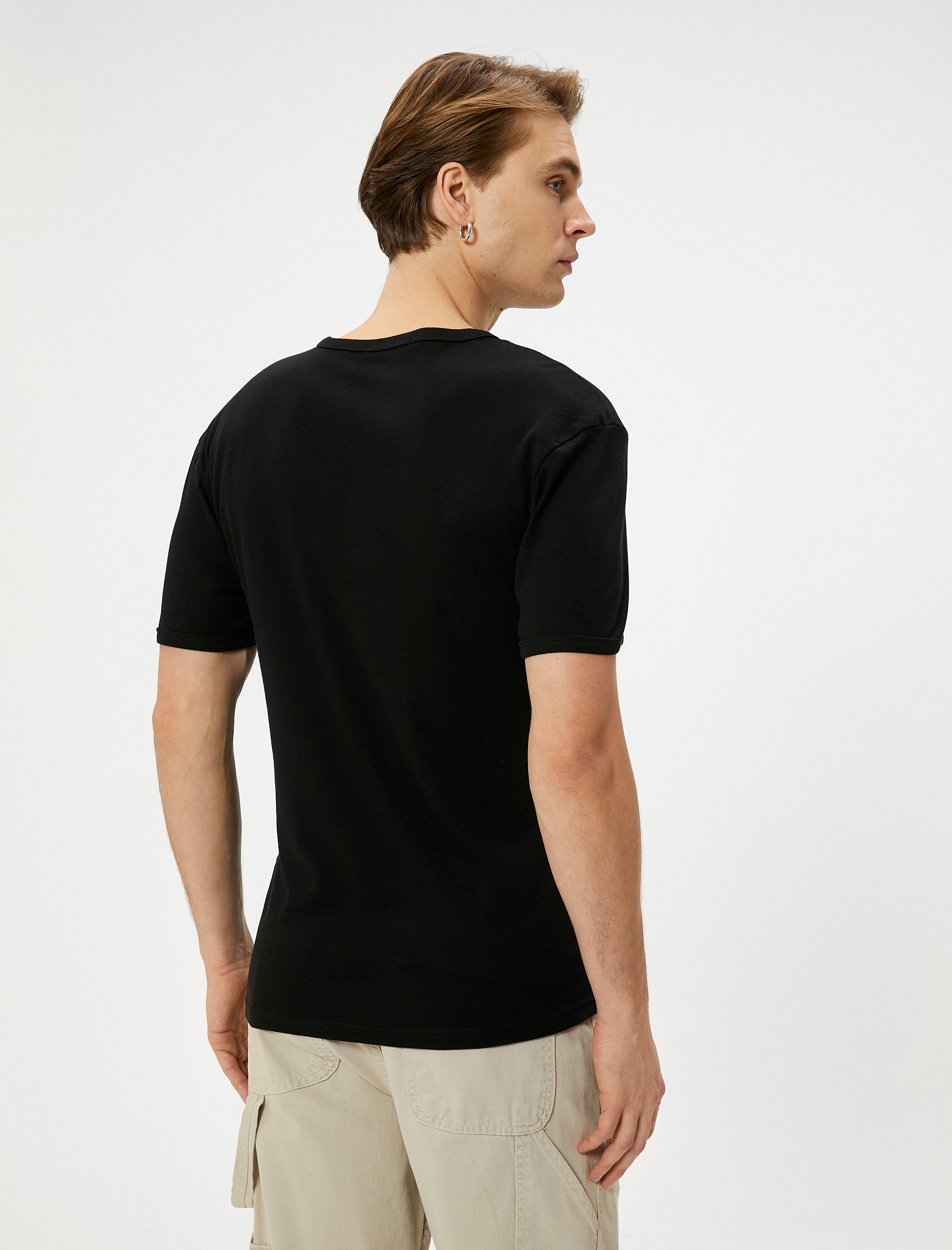   Basic Tişört Slim Fit Bisiklet Yaka Kısa Kollu Pamuklu