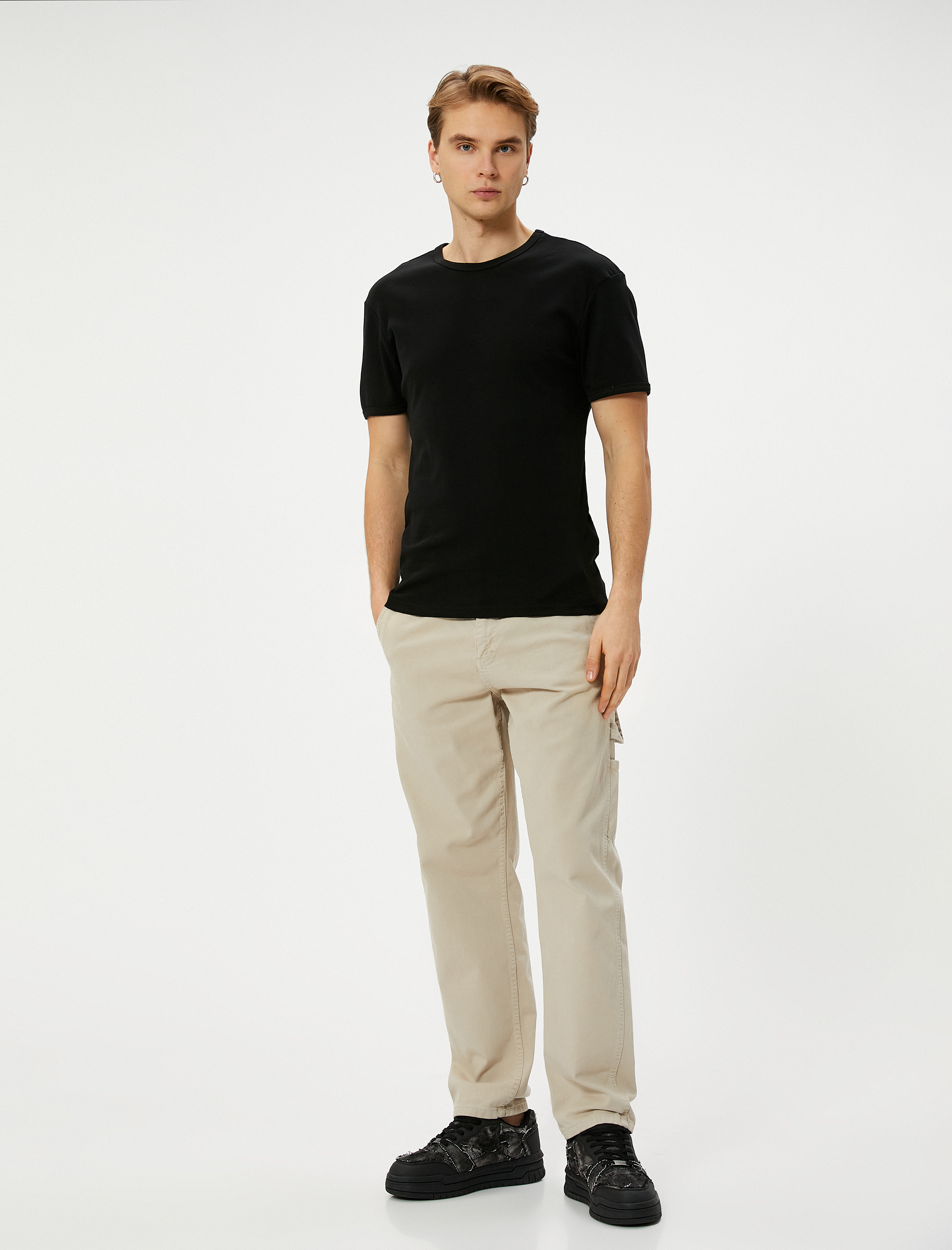   Basic Tişört Slim Fit Bisiklet Yaka Kısa Kollu Pamuklu