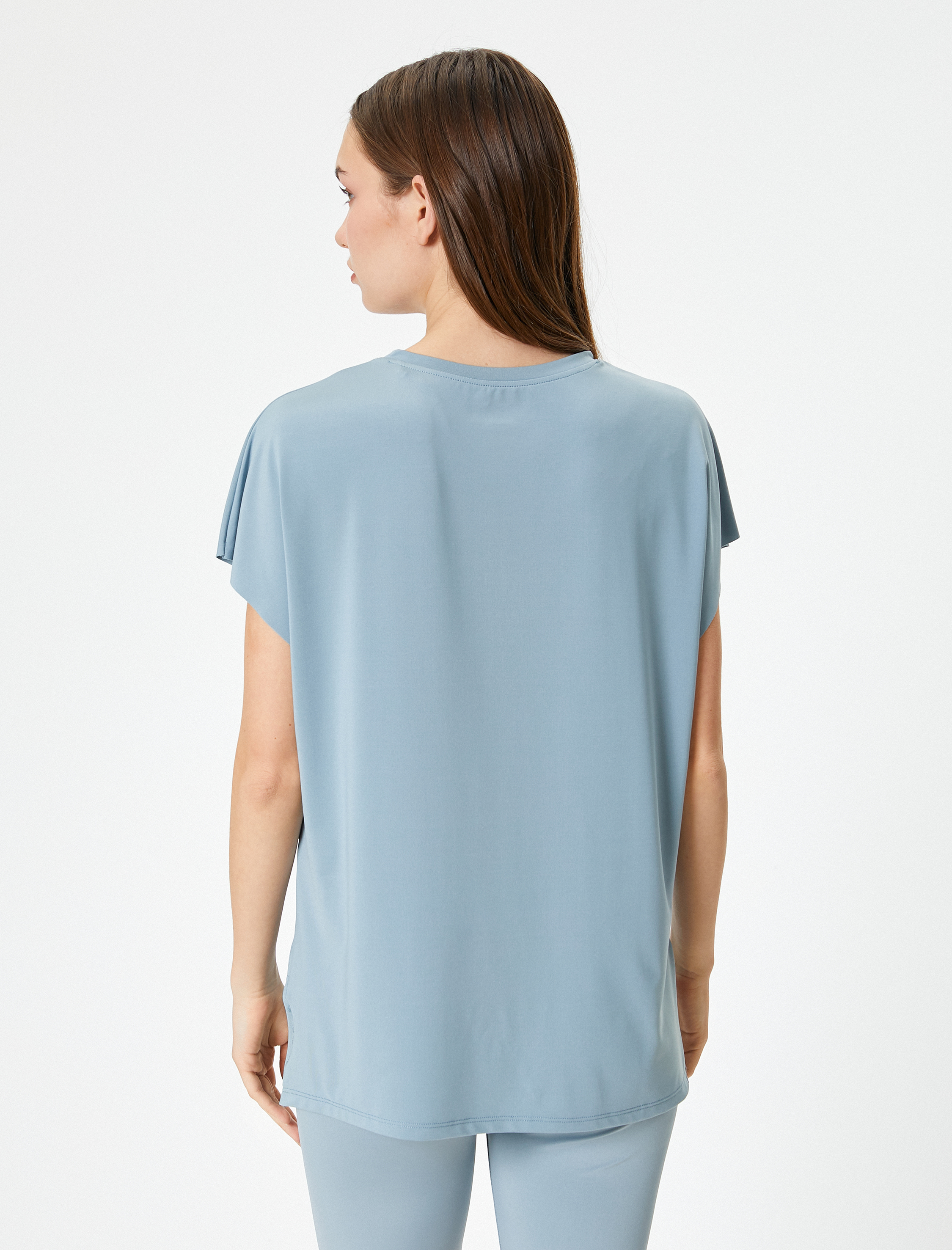   Rahat Kalıp Basic Spor Uzun Tişört Kısa Kollu Bisiklet Yaka