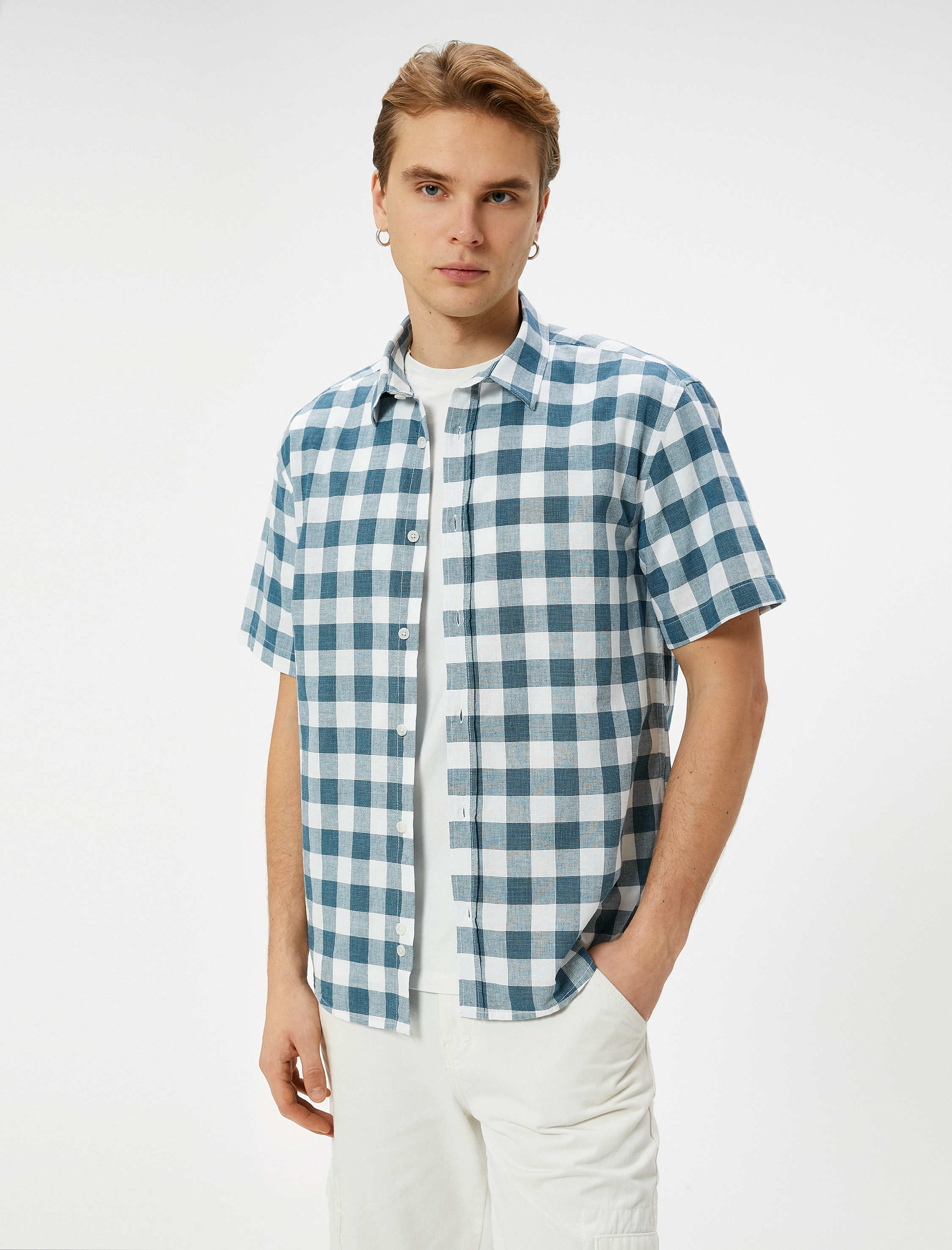   Kısa Kollu Gömlek Klasik Yaka Düğmeli Regular Fit