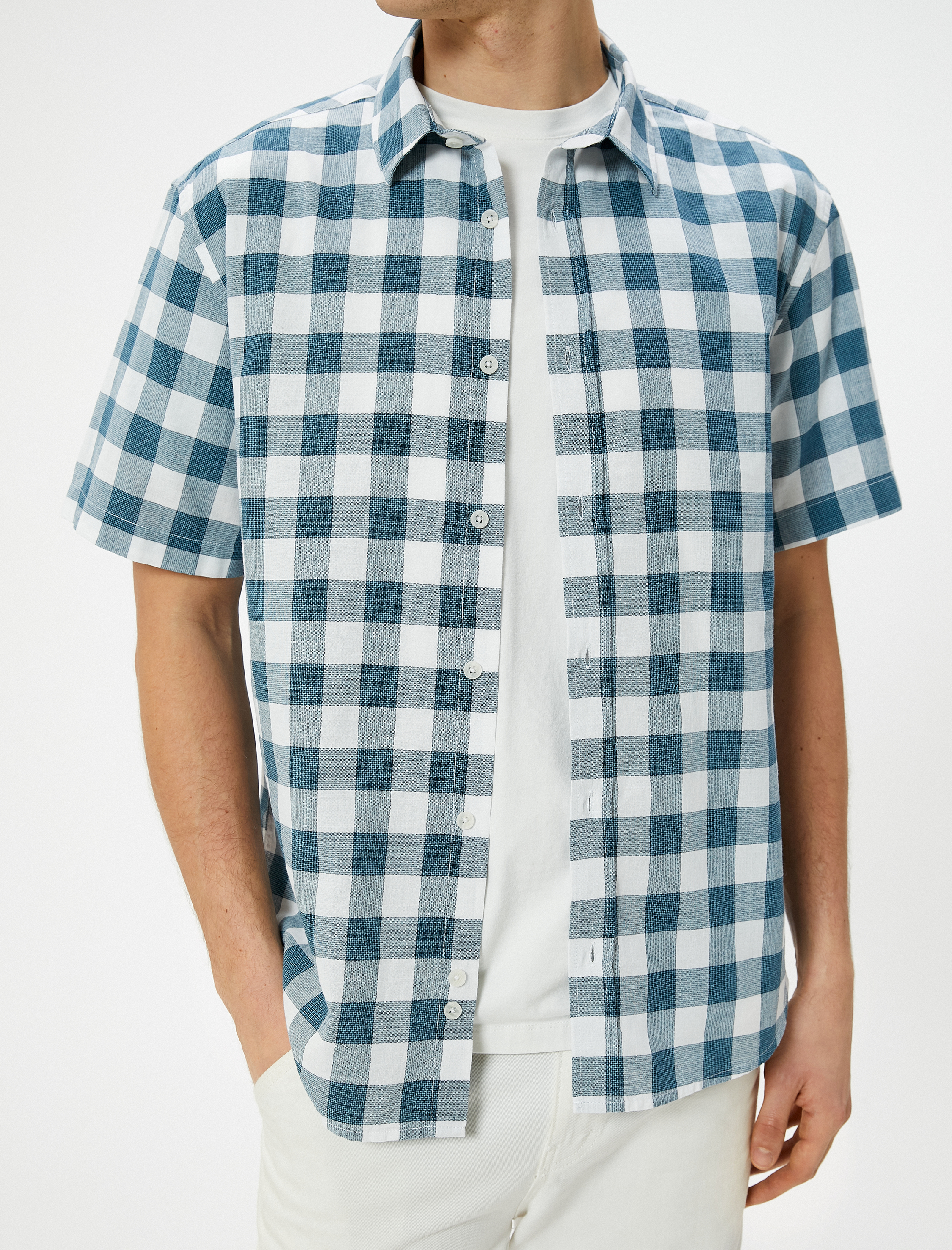   Kısa Kollu Gömlek Klasik Yaka Düğmeli Regular Fit