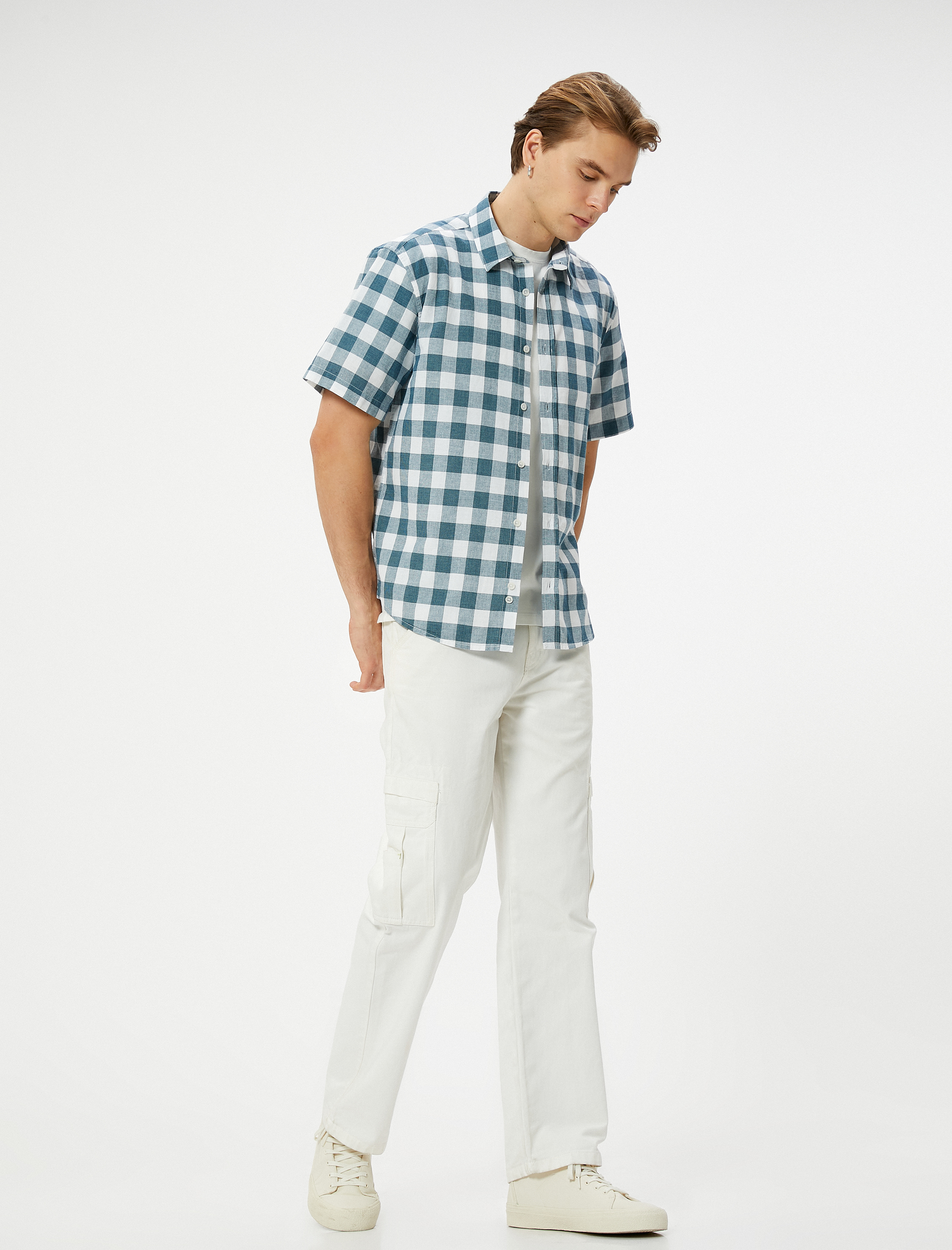   Kısa Kollu Gömlek Klasik Yaka Düğmeli Regular Fit