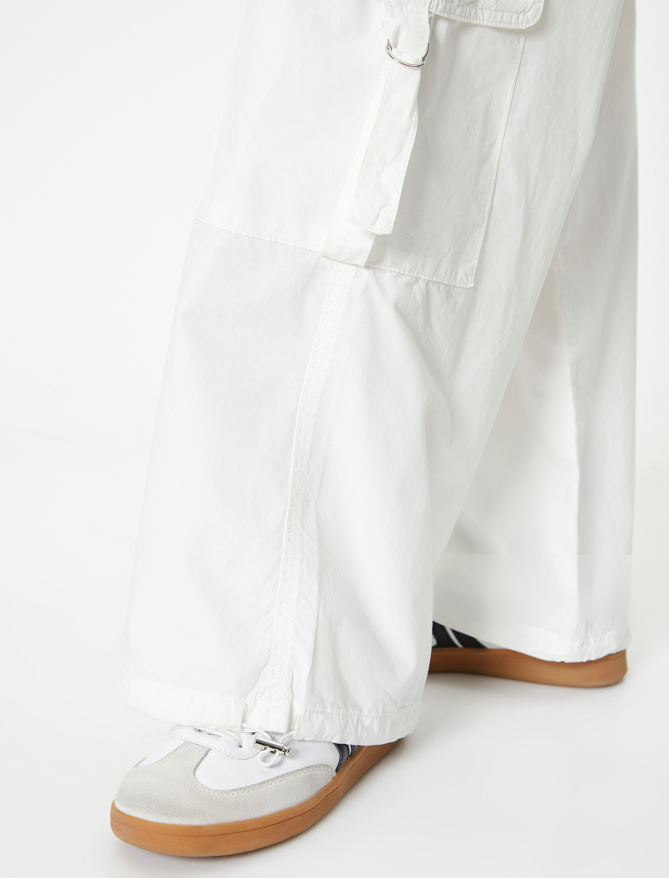 Oversize Paraşüt Pantolon Düşük Bel Geniş Paça Kargo Cepli Pamuklu