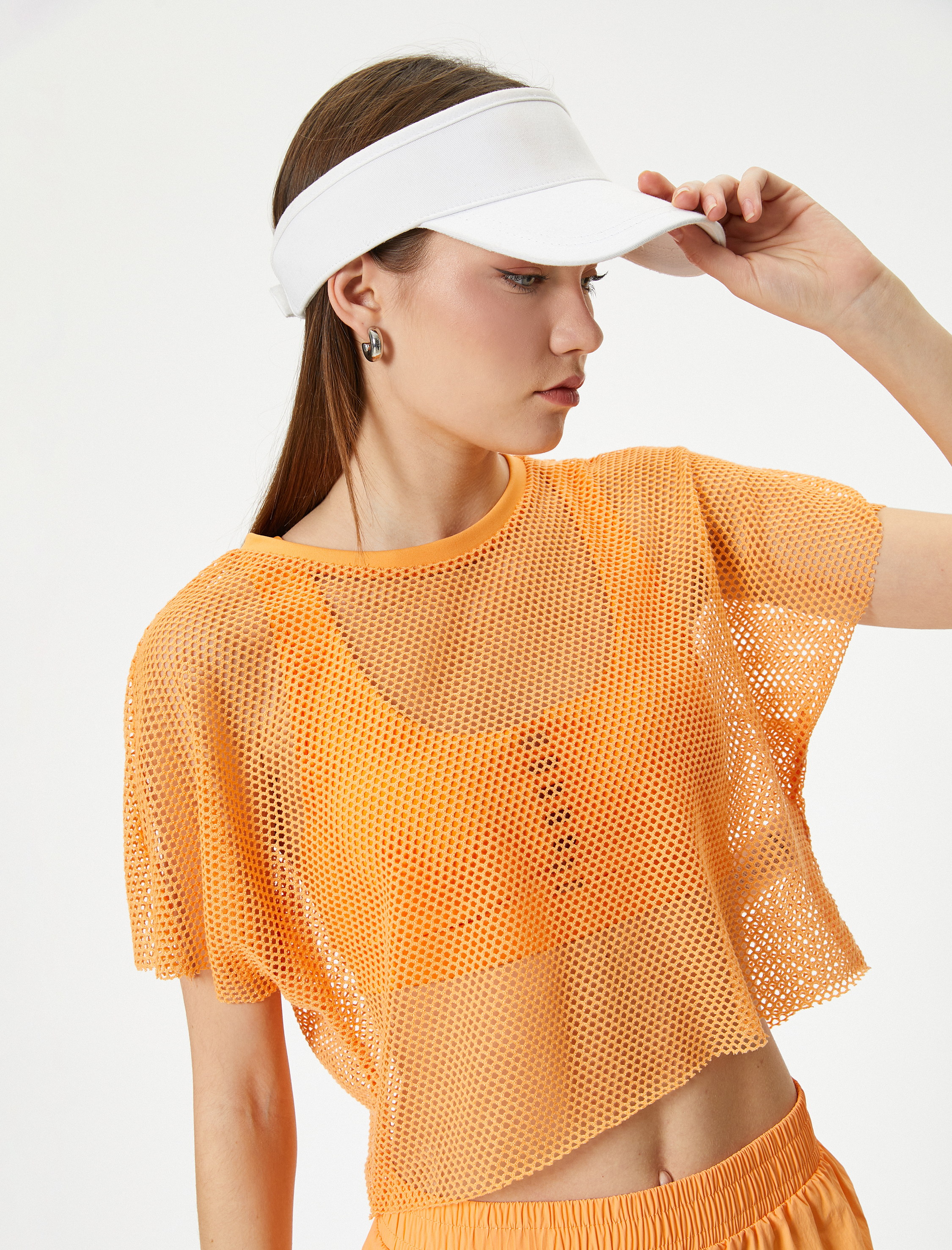   Spor File Tişört Kısa Kollu Bisiklet Yaka Rahat Kalıp