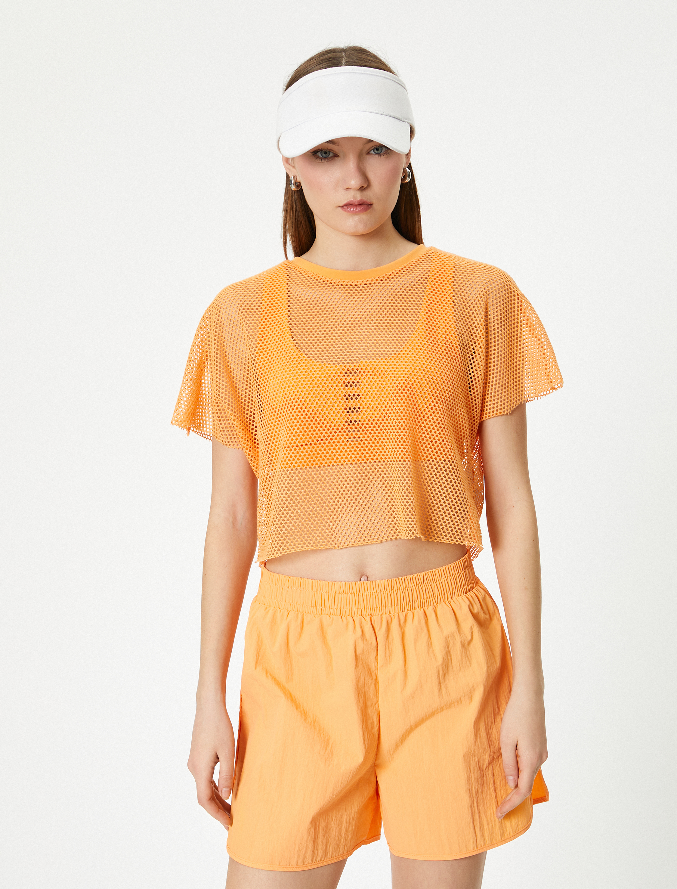   Spor File Tişört Kısa Kollu Bisiklet Yaka Rahat Kalıp