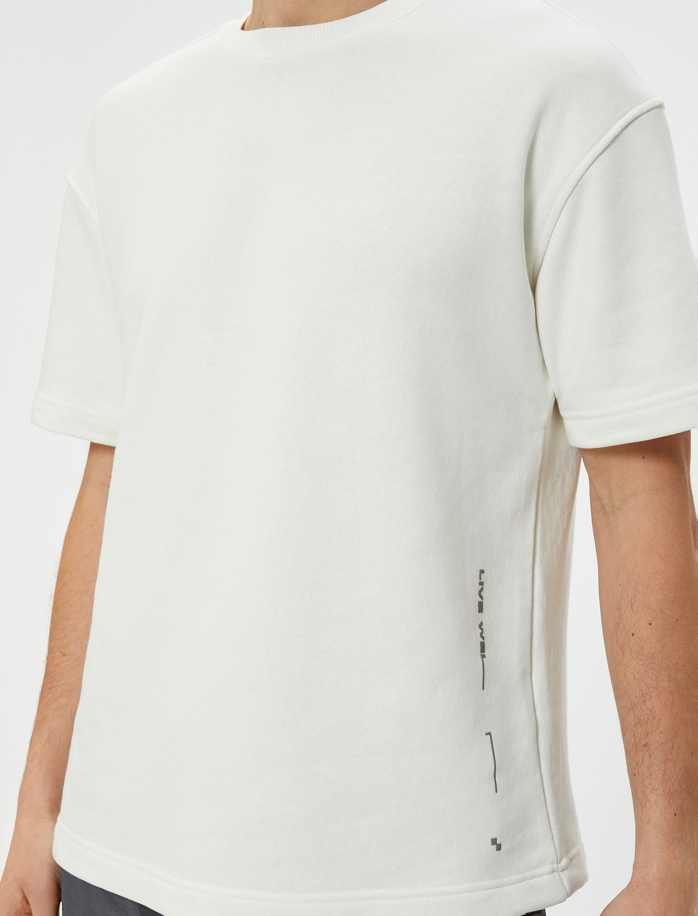   Oversize Tişört Slogan Baskılı Kısa Kollu Bisiklet Yaka