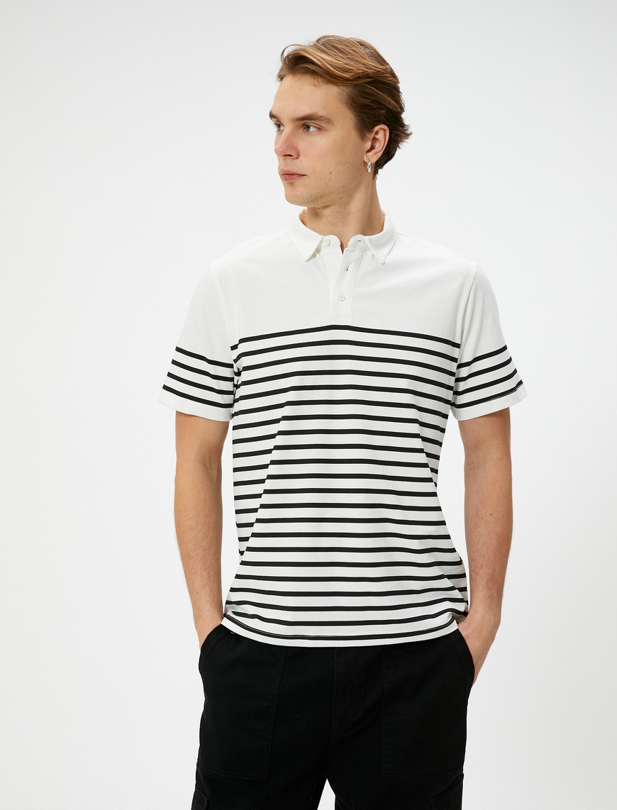   Polo Yaka Tişört Slim Fit Kısa Kollu Düğmeli