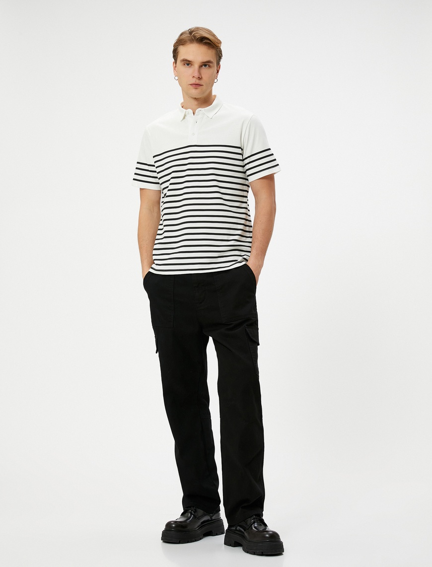  Polo Yaka Tişört Slim Fit Kısa Kollu Düğmeli