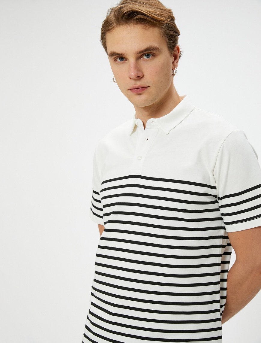   Polo Yaka Tişört Slim Fit Kısa Kollu Düğmeli