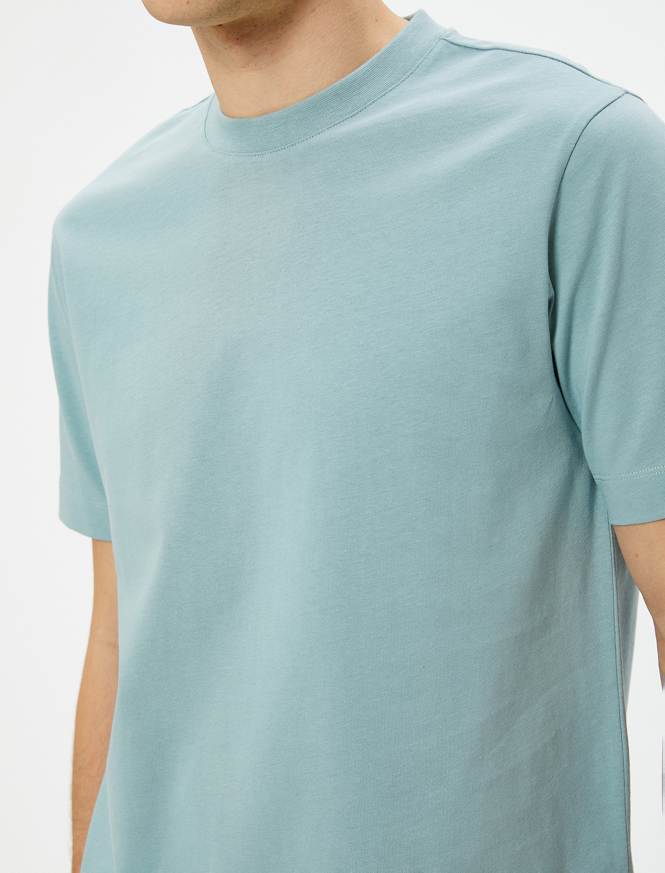   Basic Tişört Bisiklet Yaka Kısa Kollu Pamuklu