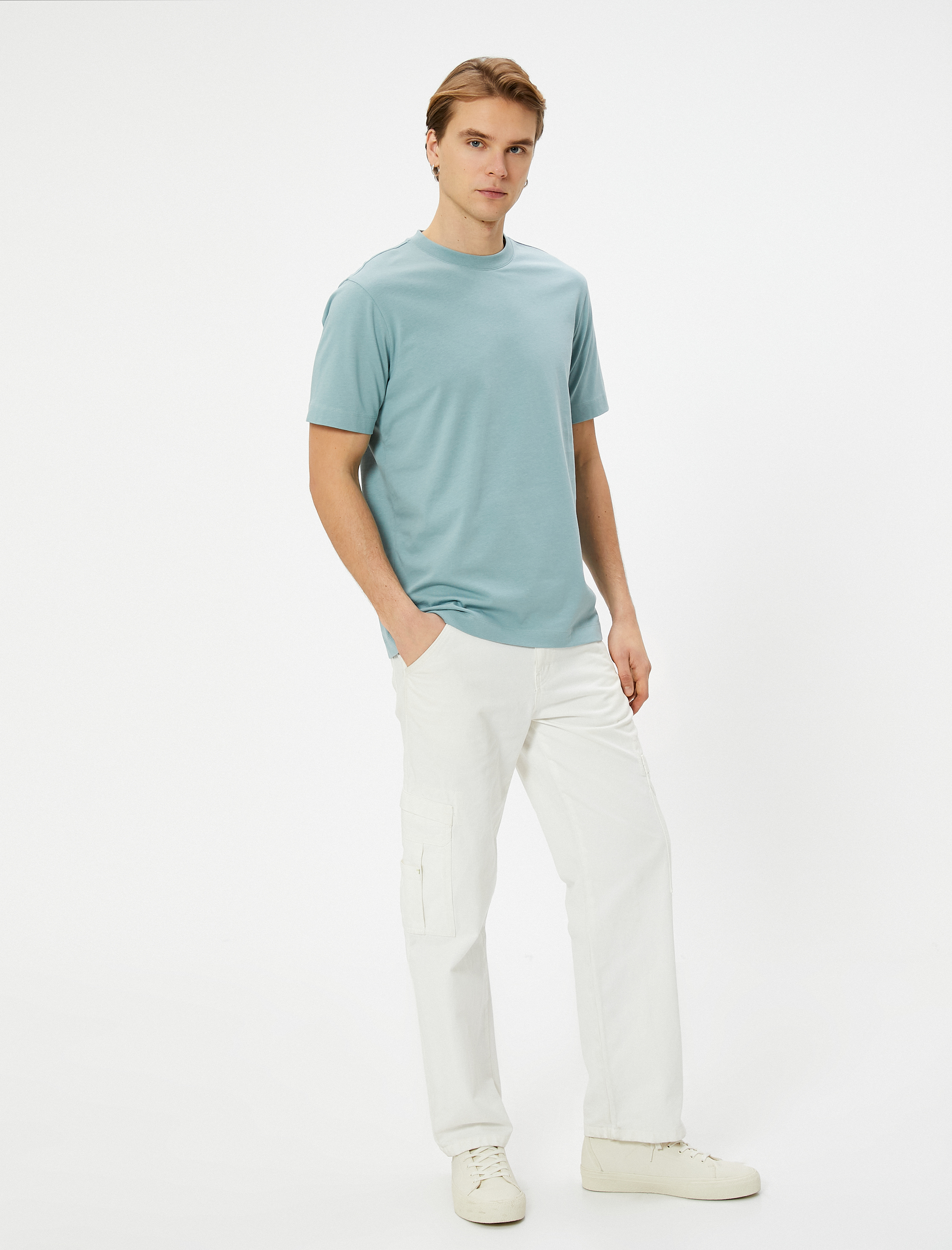   Basic Tişört Bisiklet Yaka Kısa Kollu Pamuklu