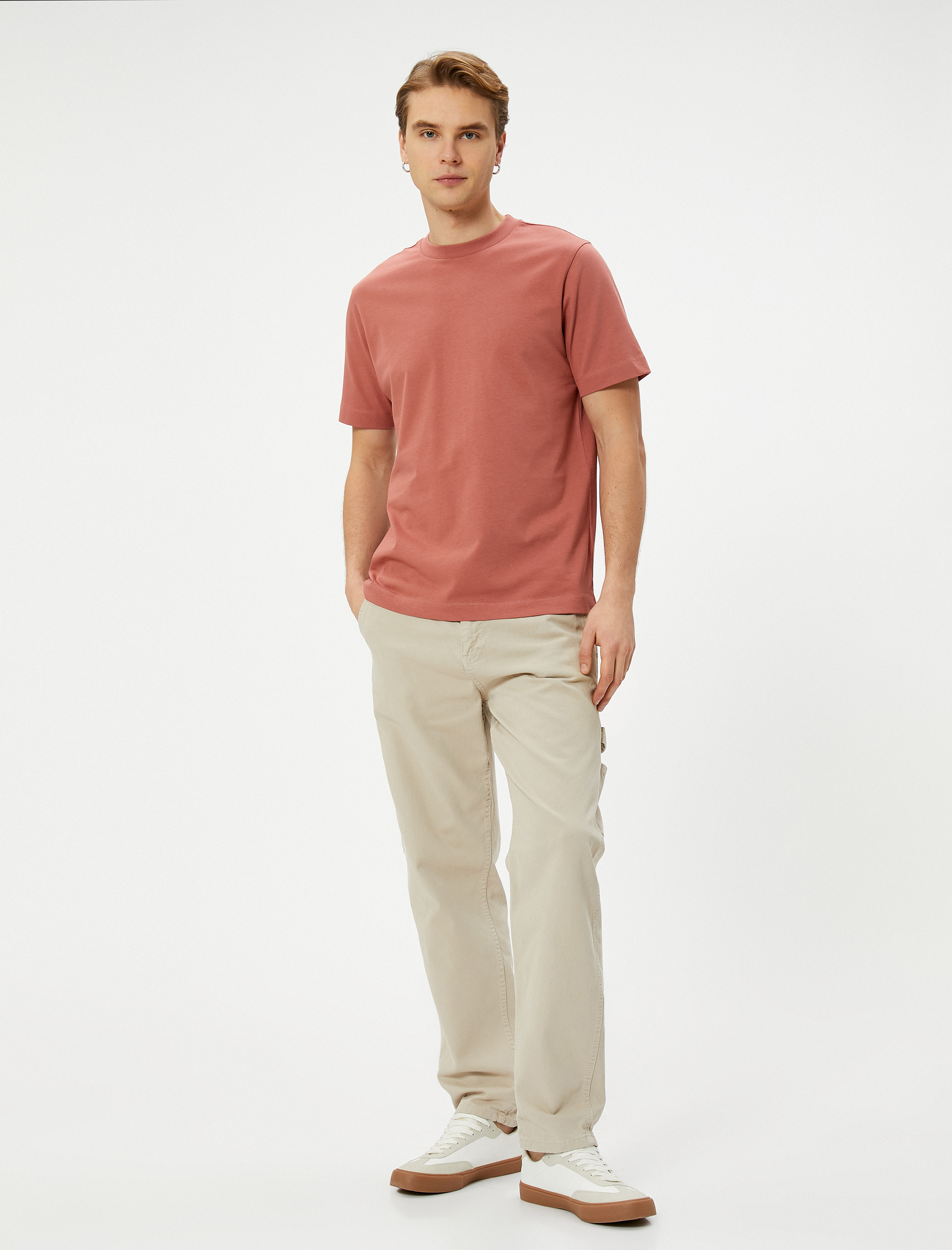   Basic Tişört Bisiklet Yaka Kısa Kollu Pamuklu