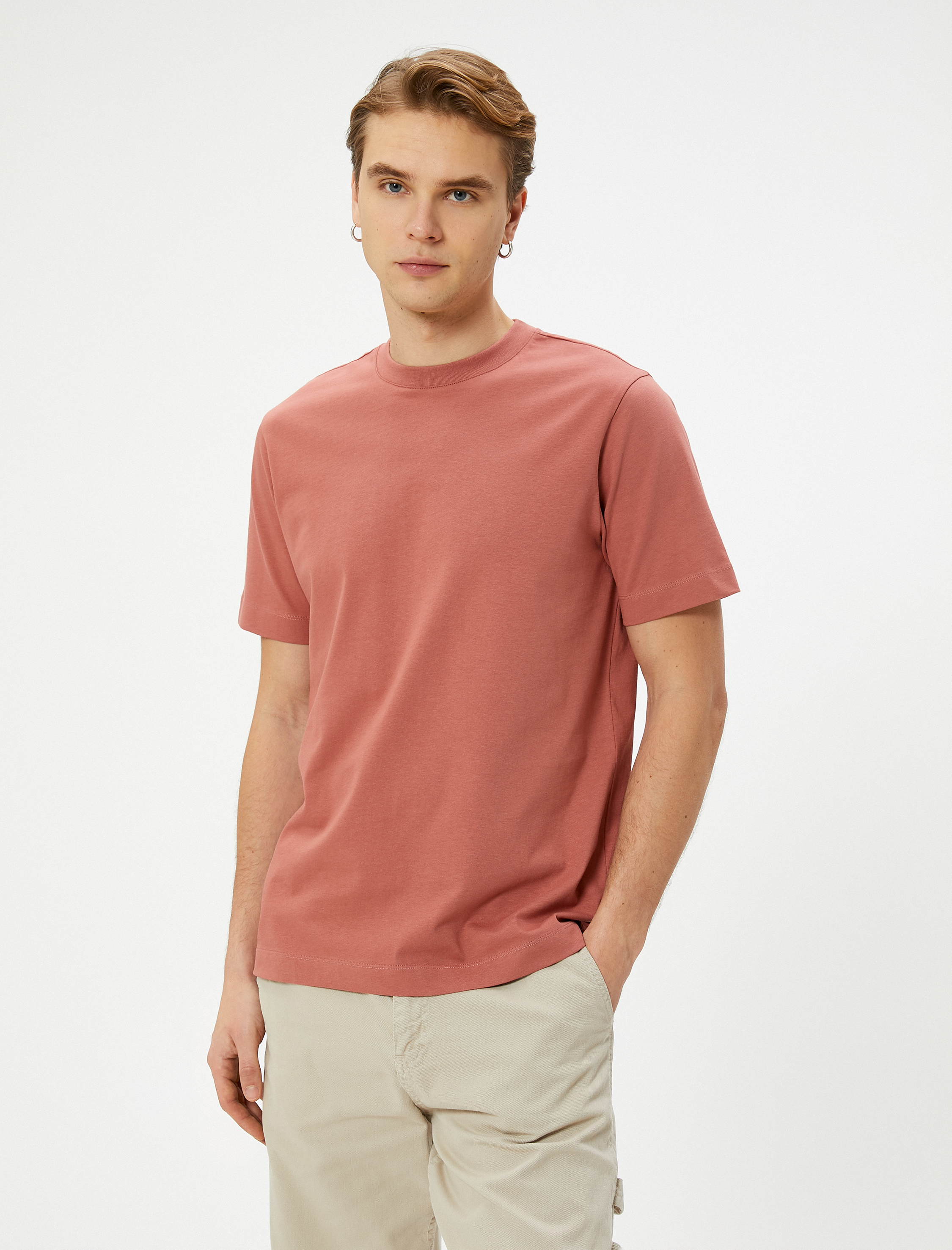   Basic Tişört Bisiklet Yaka Kısa Kollu Pamuklu