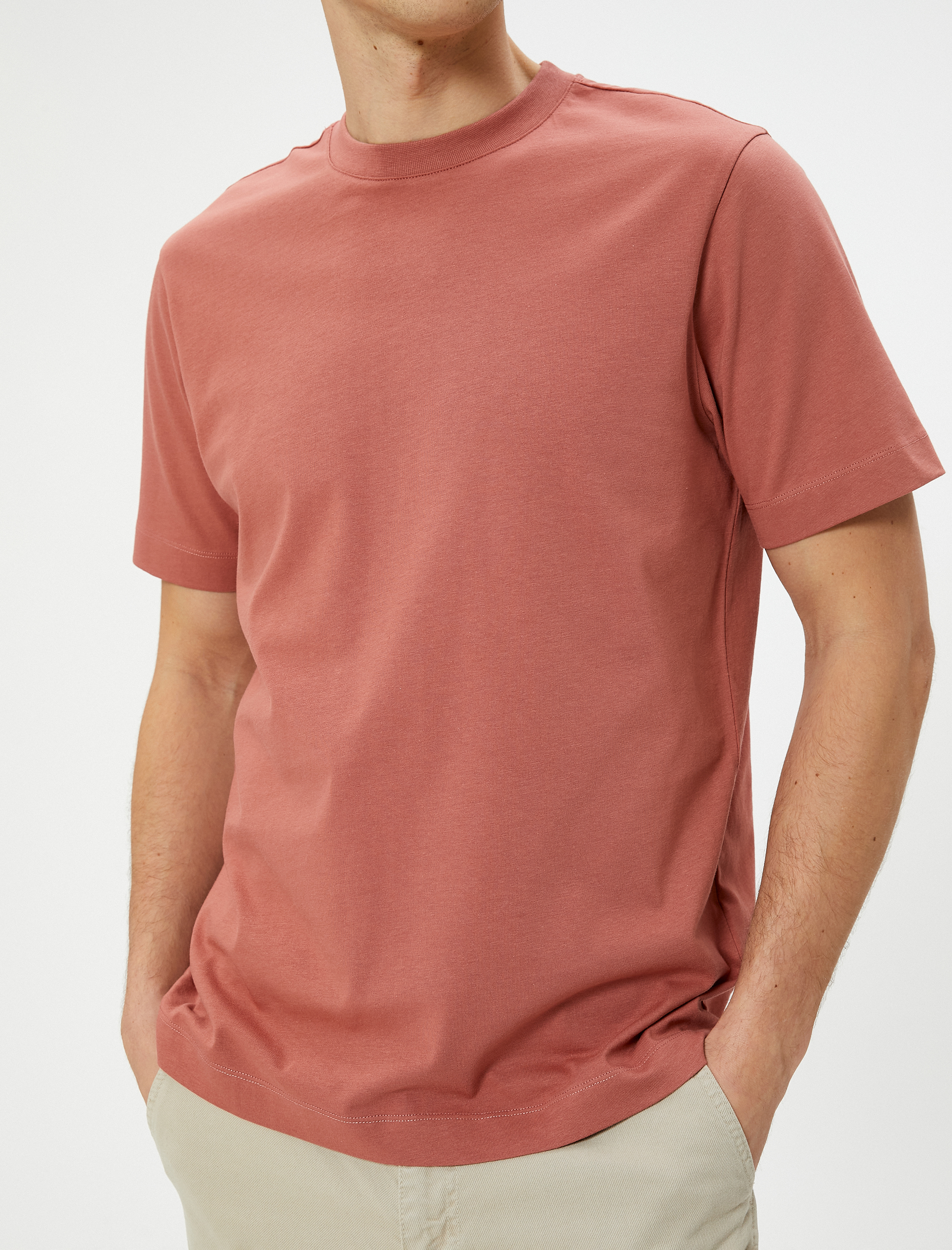   Basic Tişört Bisiklet Yaka Kısa Kollu Pamuklu