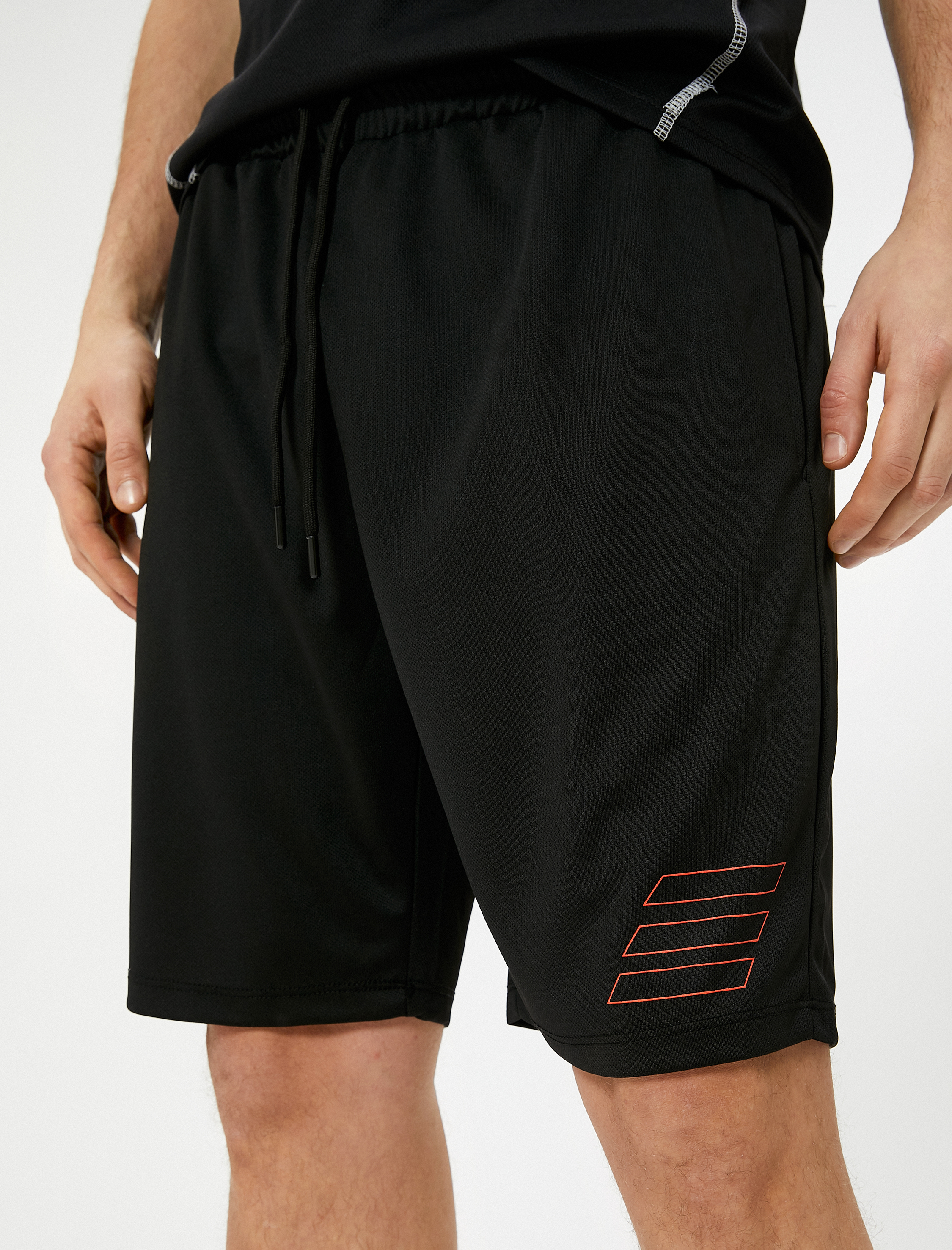   Spor Şort Baskılı Beli Bağcıklı Cepli