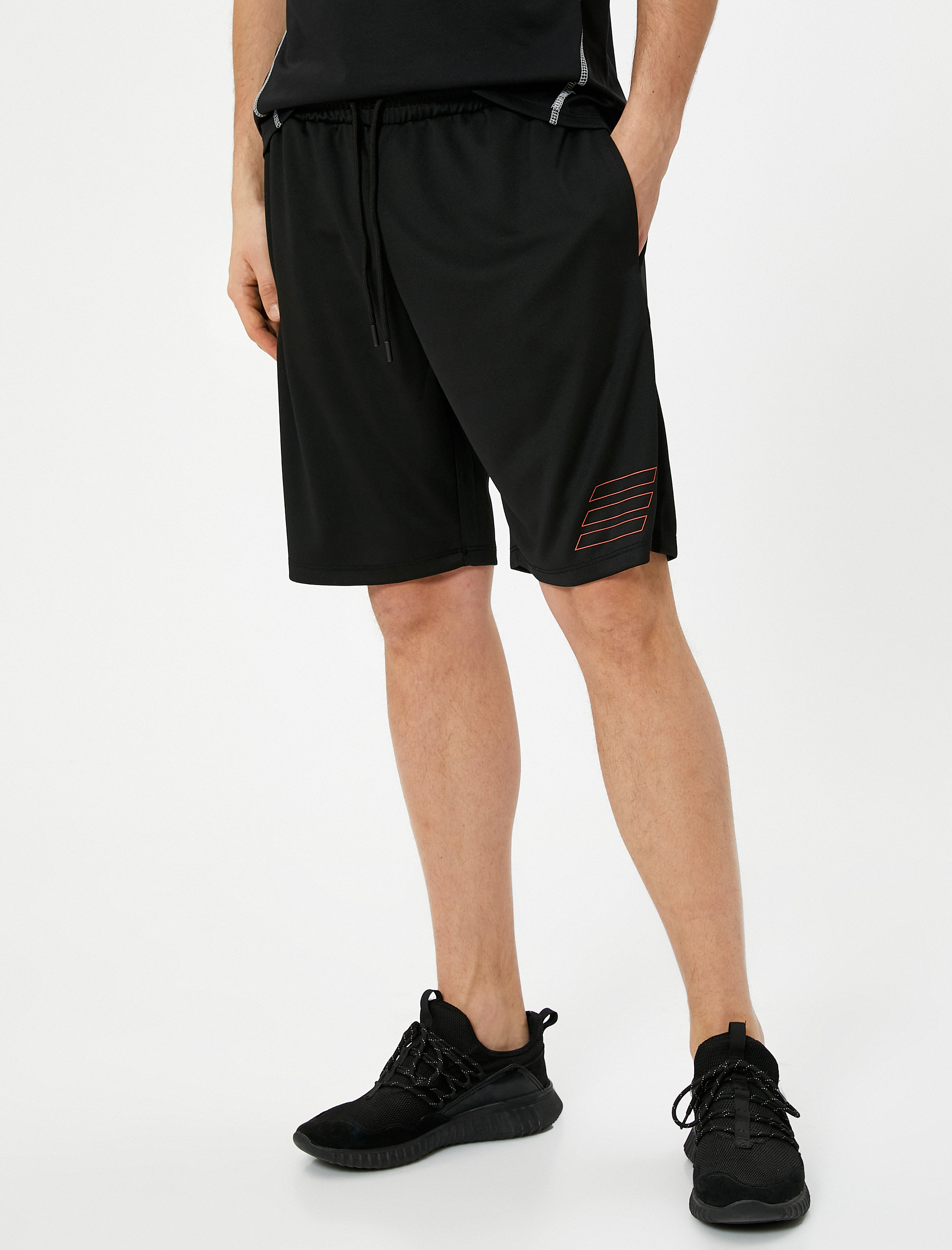   Spor Şort Baskılı Beli Bağcıklı Cepli