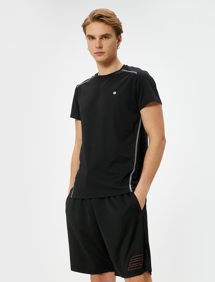  Spor Şort Baskılı Beli Bağcıklı Cepli