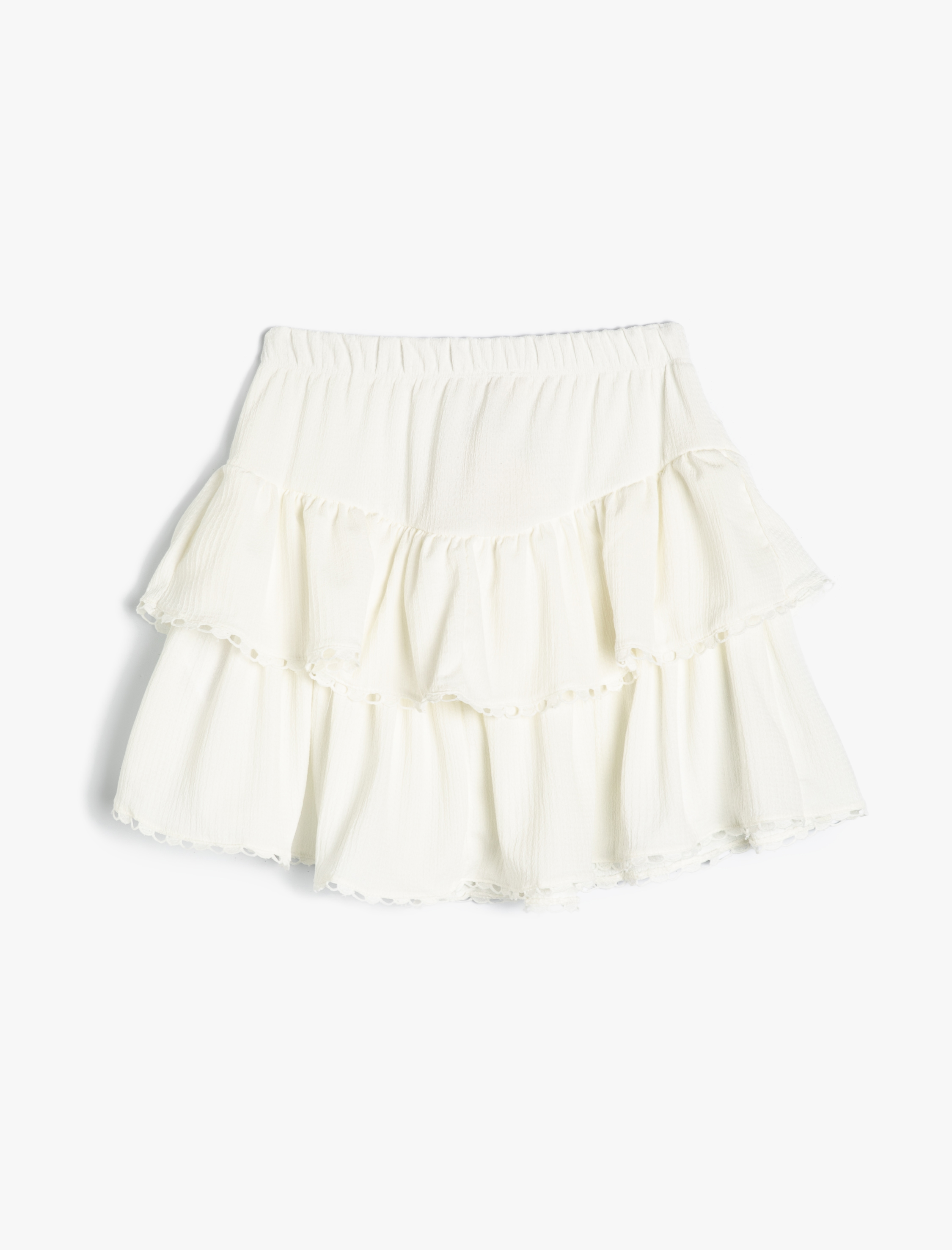 Kız Çocuk Mini Etek Katlı Beli Lastikli