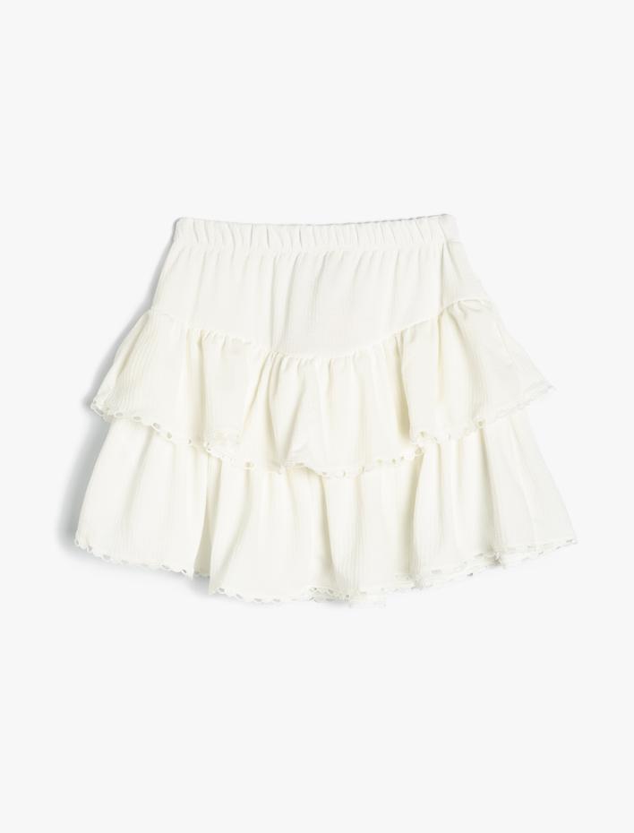 Kız Çocuk Mini Etek Katlı Beli Lastikli