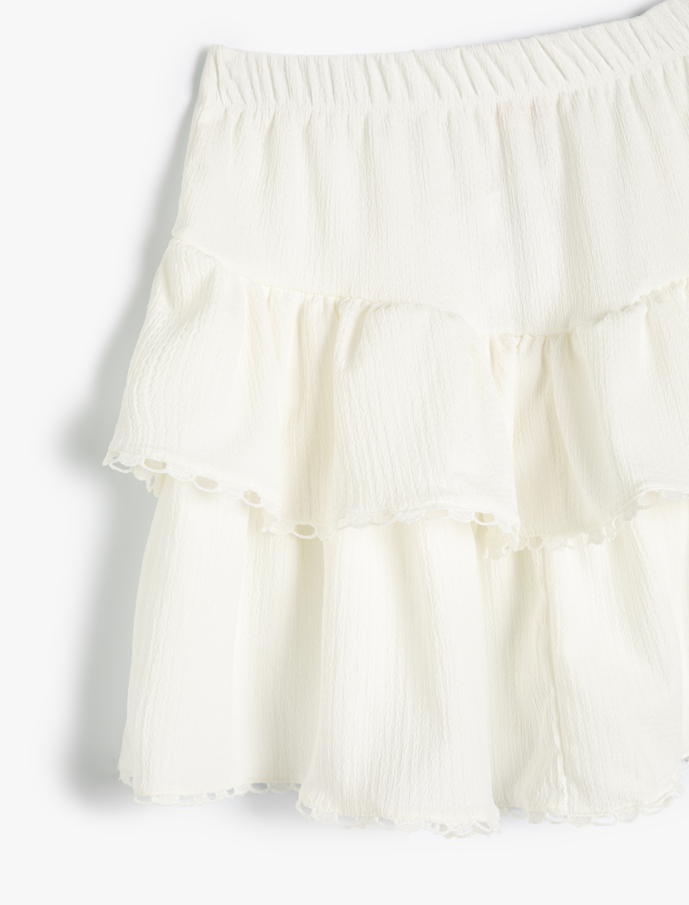 Kız Çocuk Mini Etek Katlı Beli Lastikli