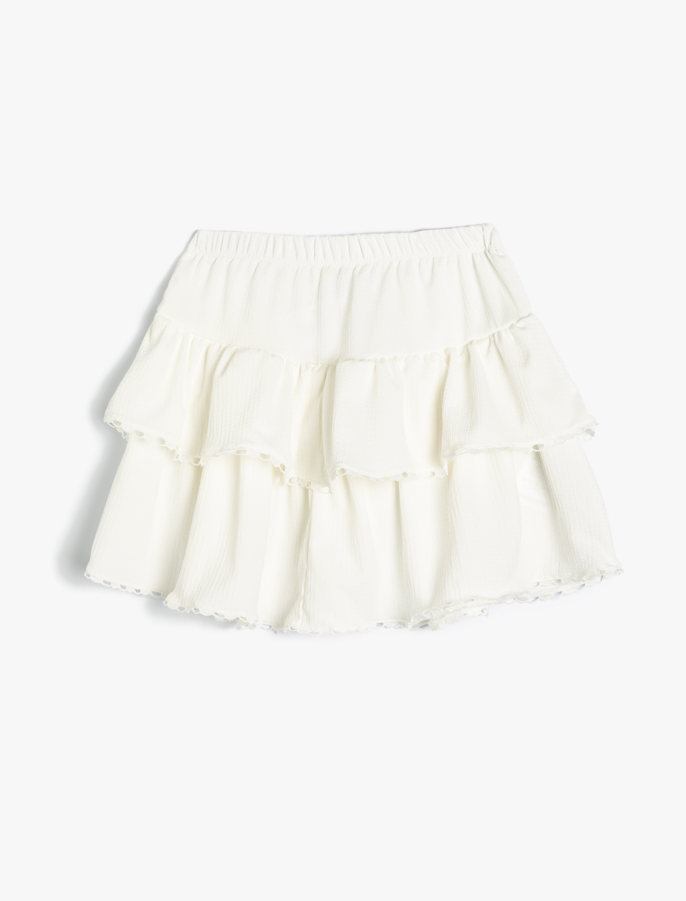 Kız Çocuk Mini Etek Katlı Beli Lastikli