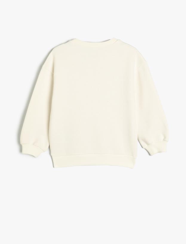 Kelebekli Sweatshirt Aplikeli Bisiklet Yaka_1