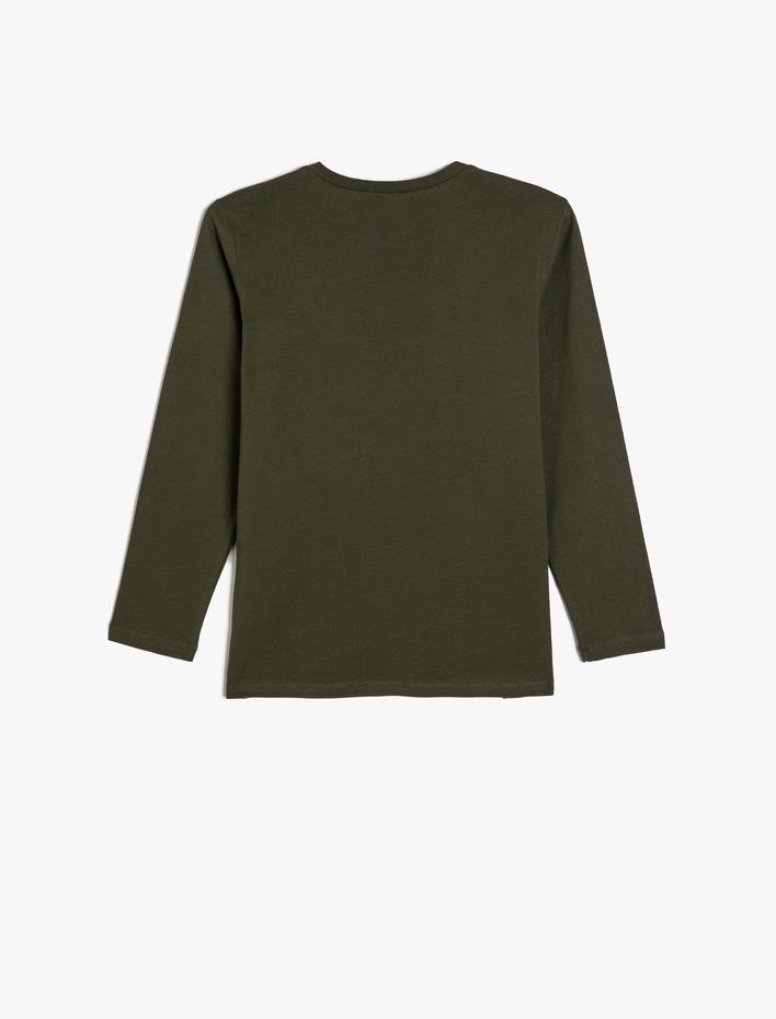 Erkek Çocuk Dinozorlu Tişört Uzun Kollu Bisiklet Yaka