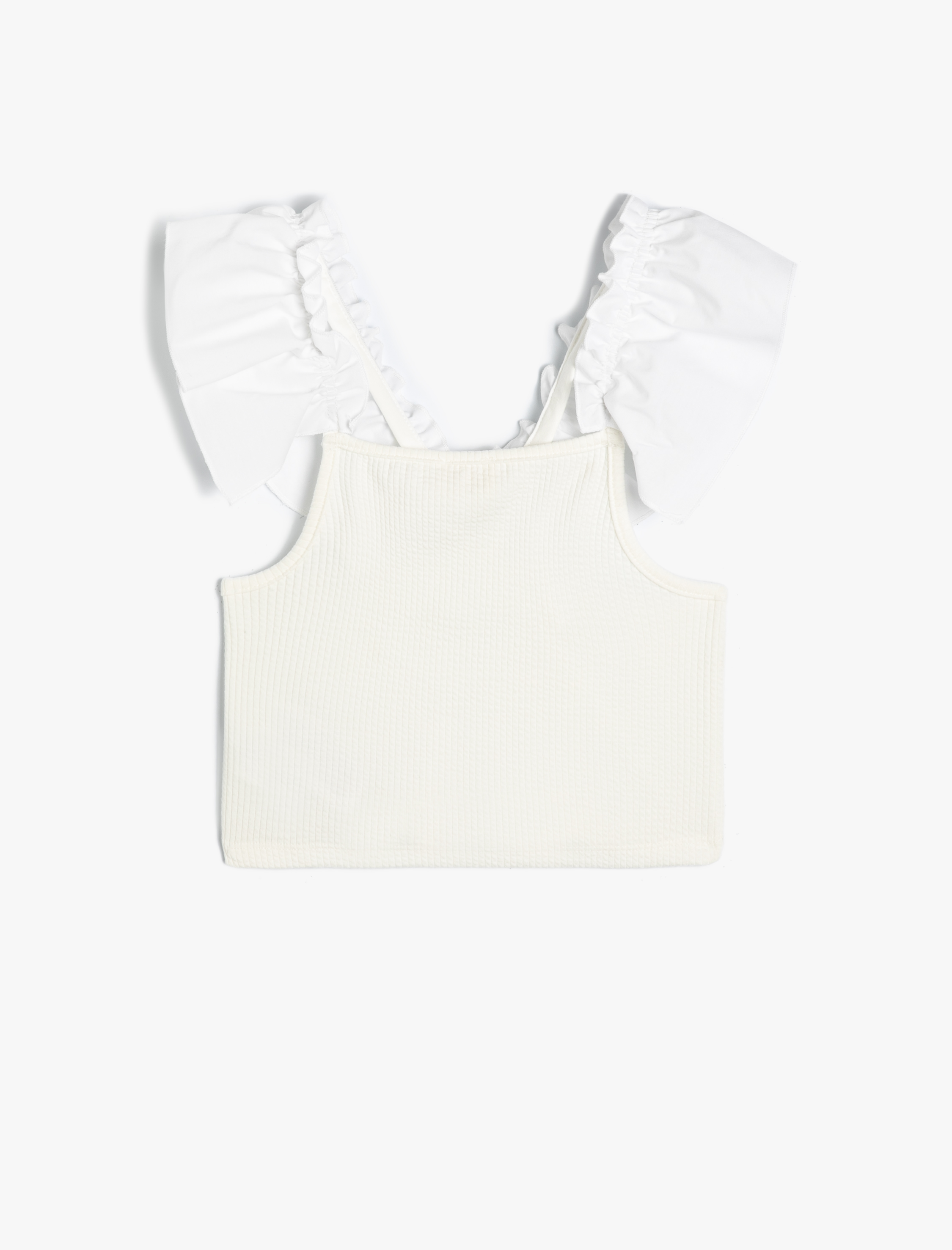  Kız Çocuk Crop Atlet Kolsuz Fırfırlı V Yaka