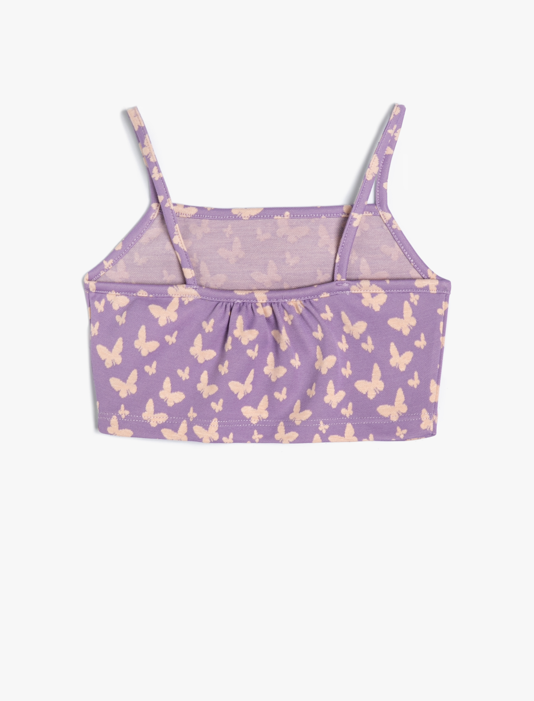  Kız Çocuk Crop Atlet  Kelebek Desenli İnce Askılı