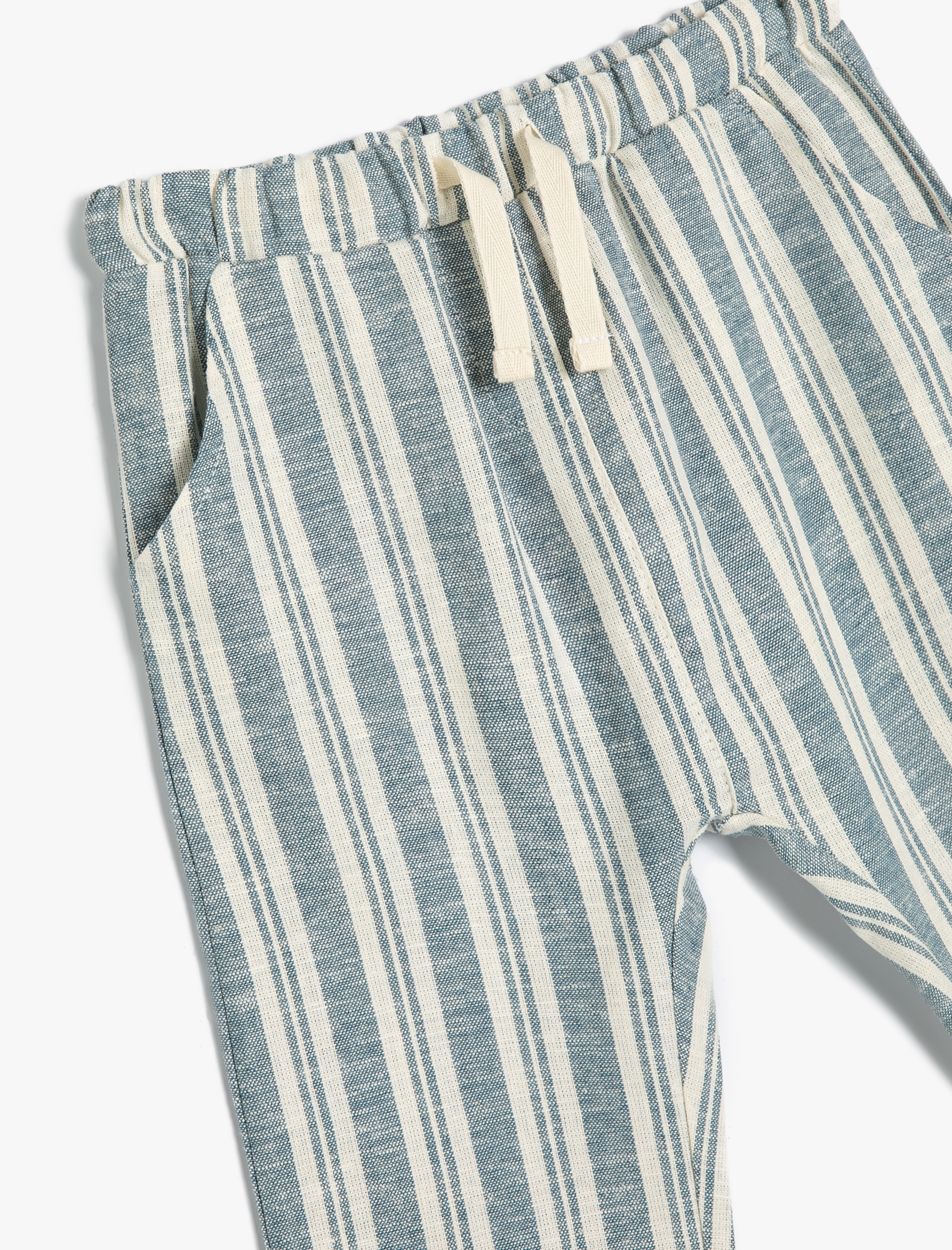  Erkek Bebek Keten Pantolon Beli Bağlamalı Cepli