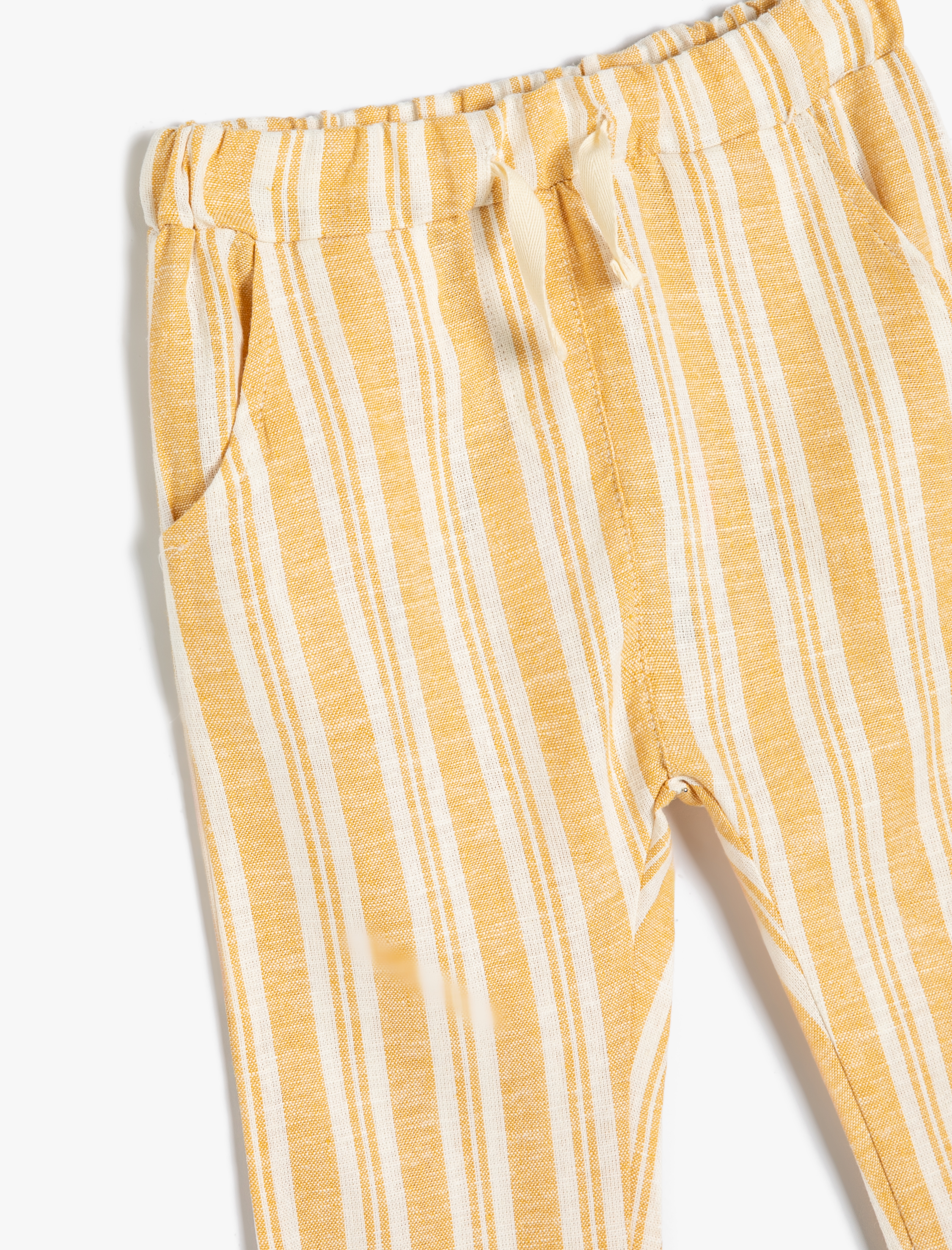 Erkek Bebek Keten Pantolon Beli Bağlamalı Cepli