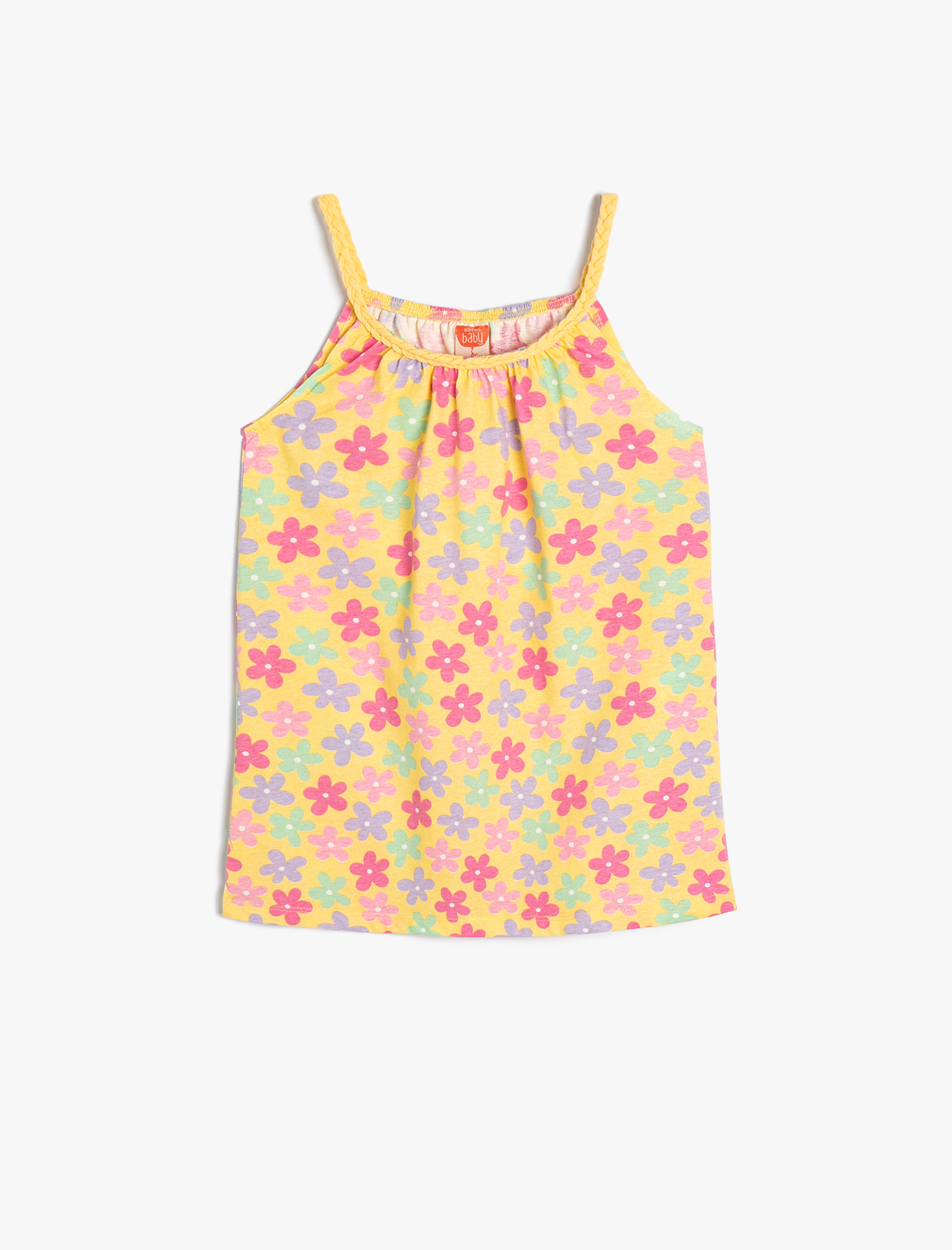  Kız Bebek Elbise Çiçekli Halter Yaka Pamuklu