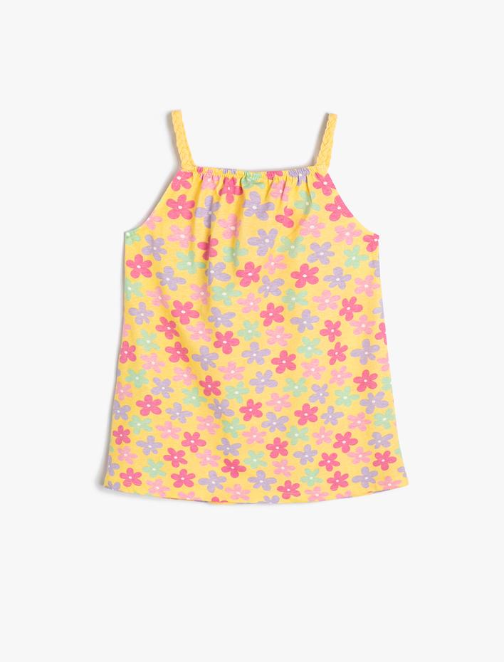 Kız Bebek Elbise Çiçekli Halter Yaka Pamuklu