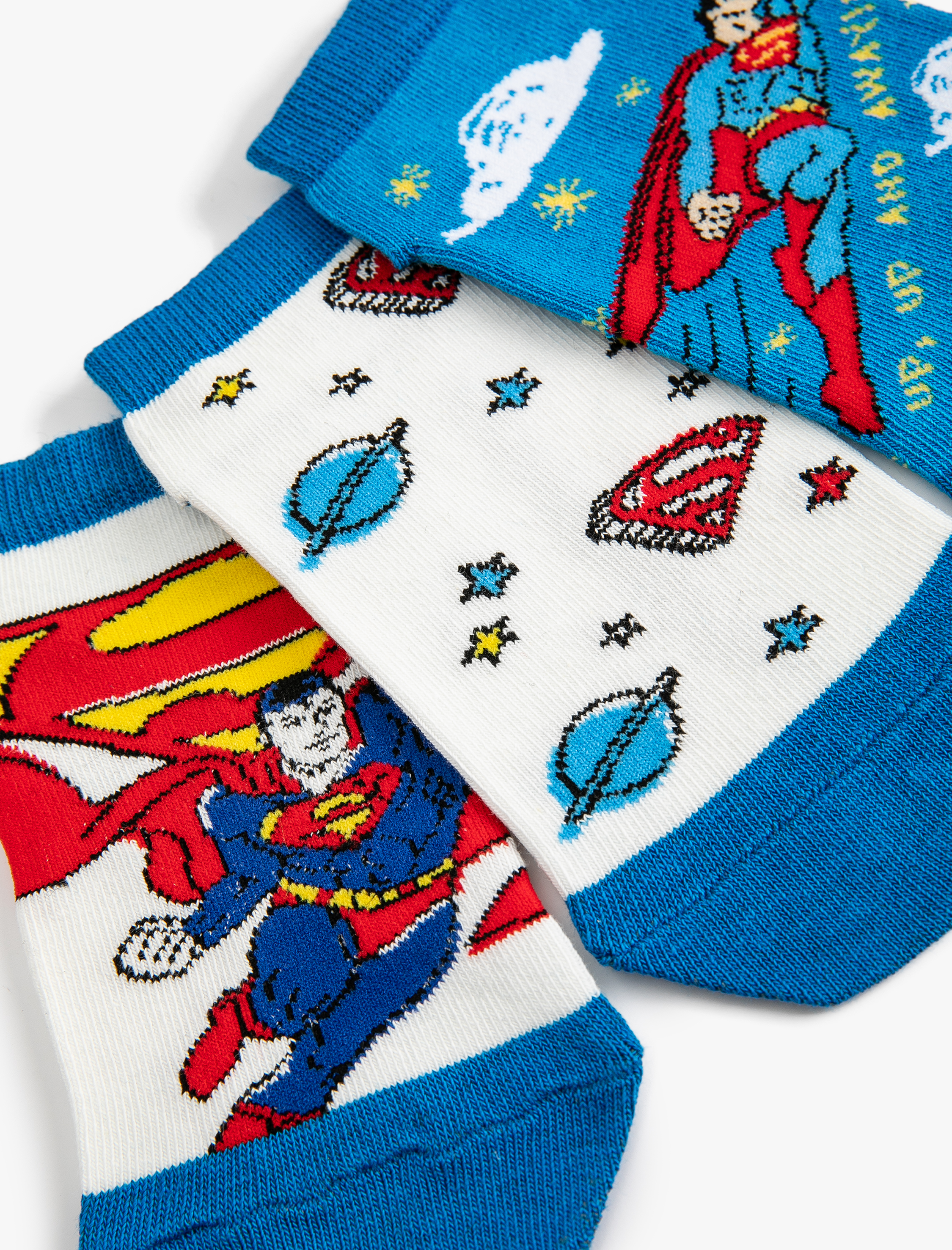 Erkek Çocuk 3'lü Superman Lisanslı Çorap Seti