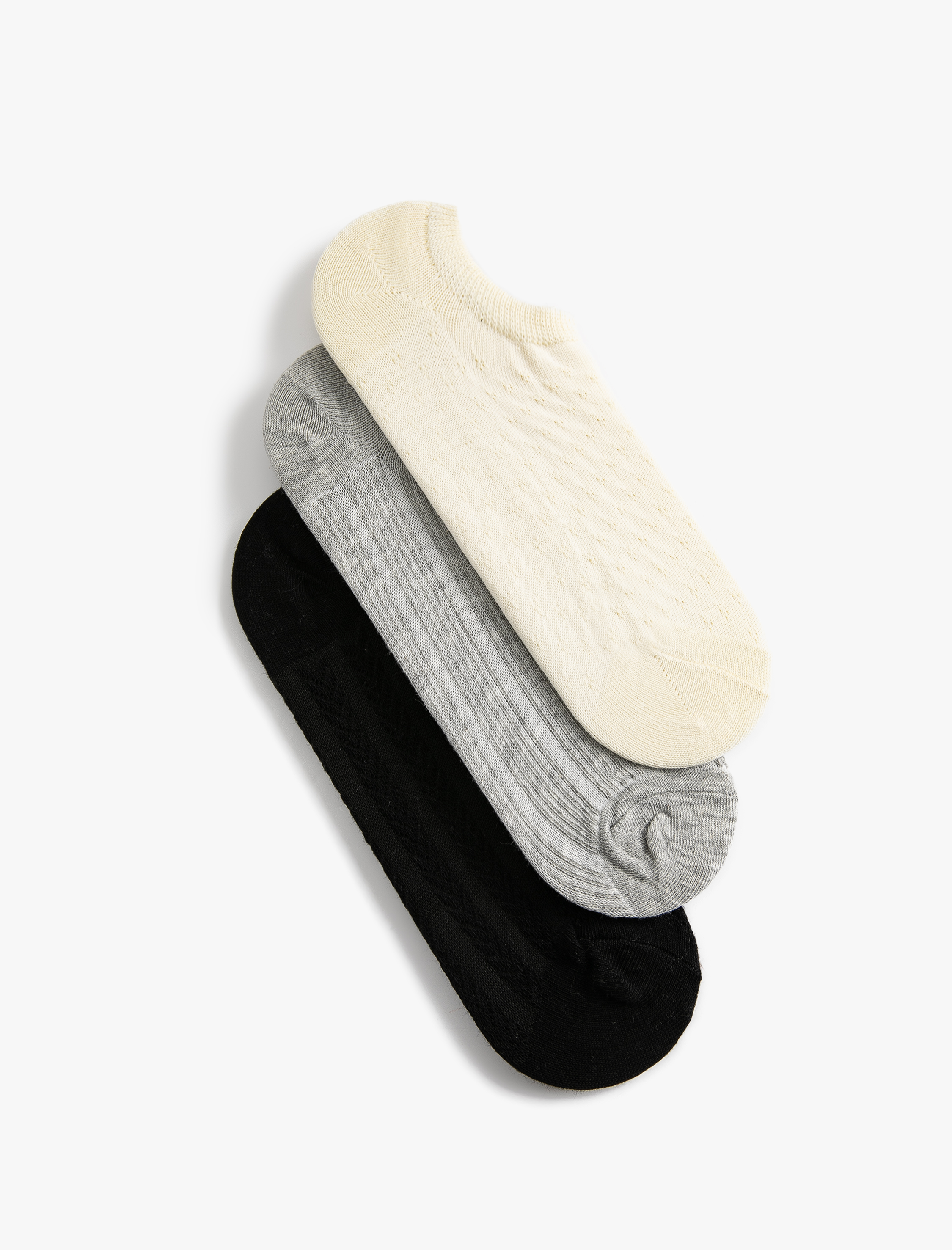  Kadın Görünmez Çorap Seti 3'lü Dokulu Çok Renkli