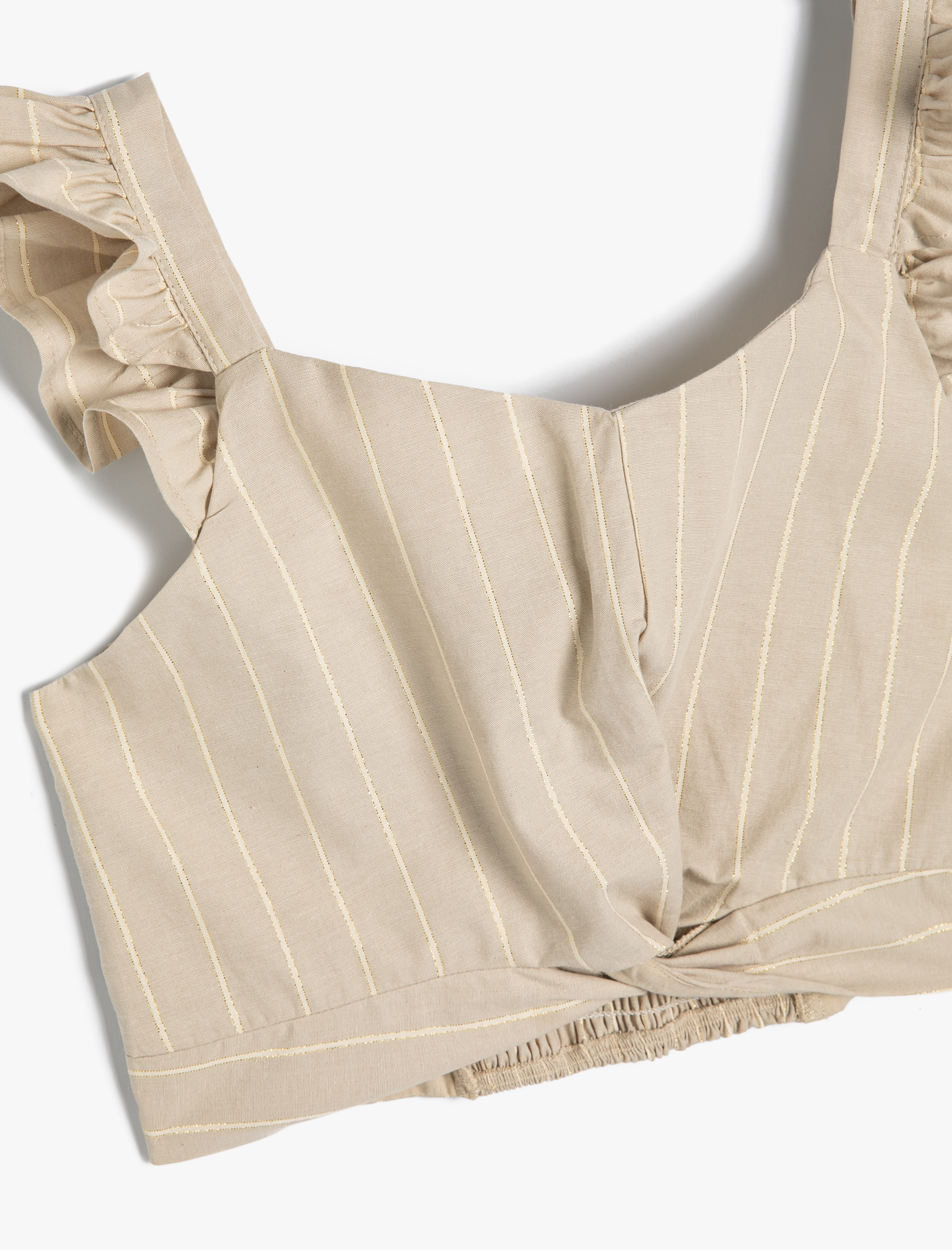  Kız Çocuk Crop Bluz Fırfırlı Kolsuz Pamuklu