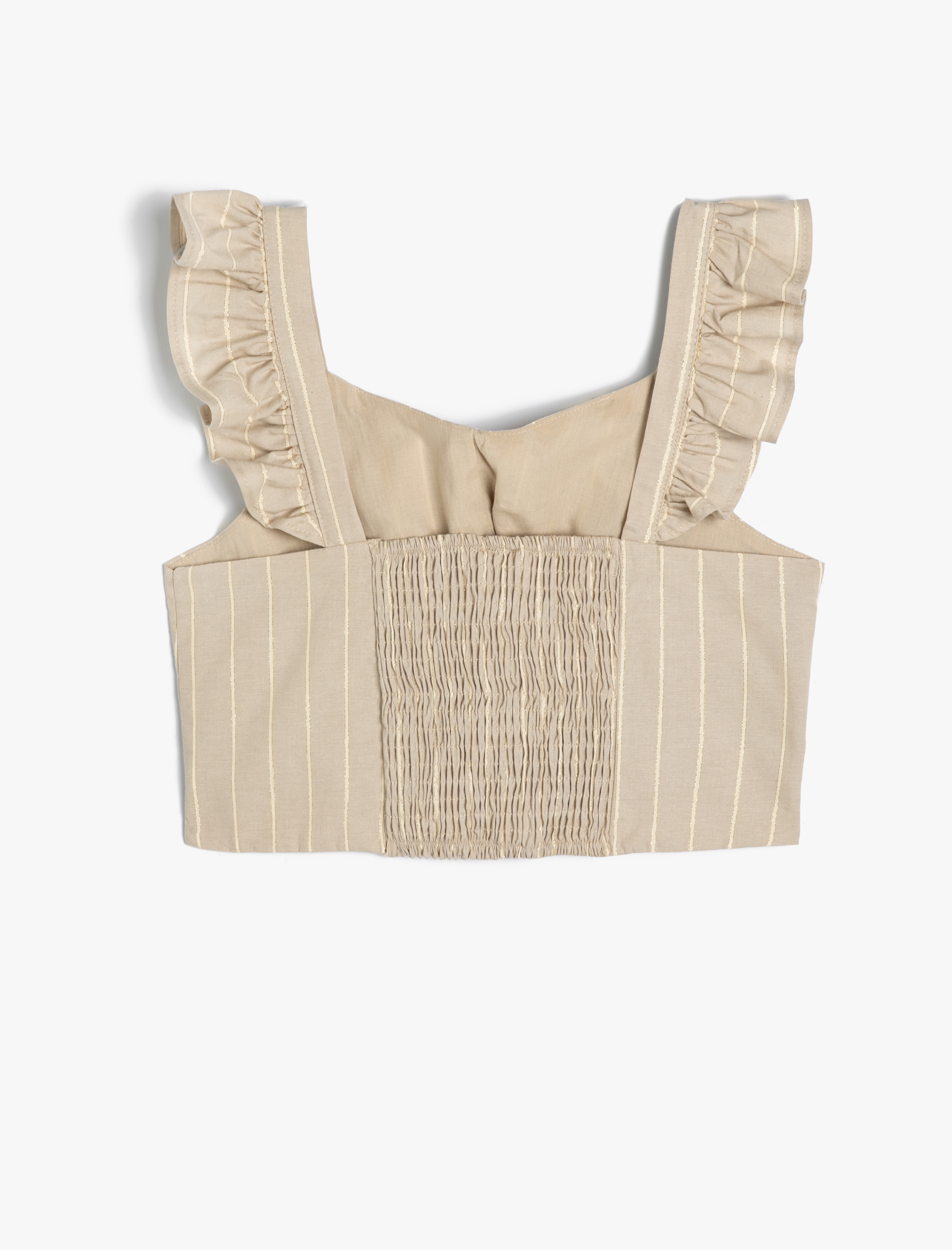  Kız Çocuk Crop Bluz Fırfırlı Kolsuz Pamuklu