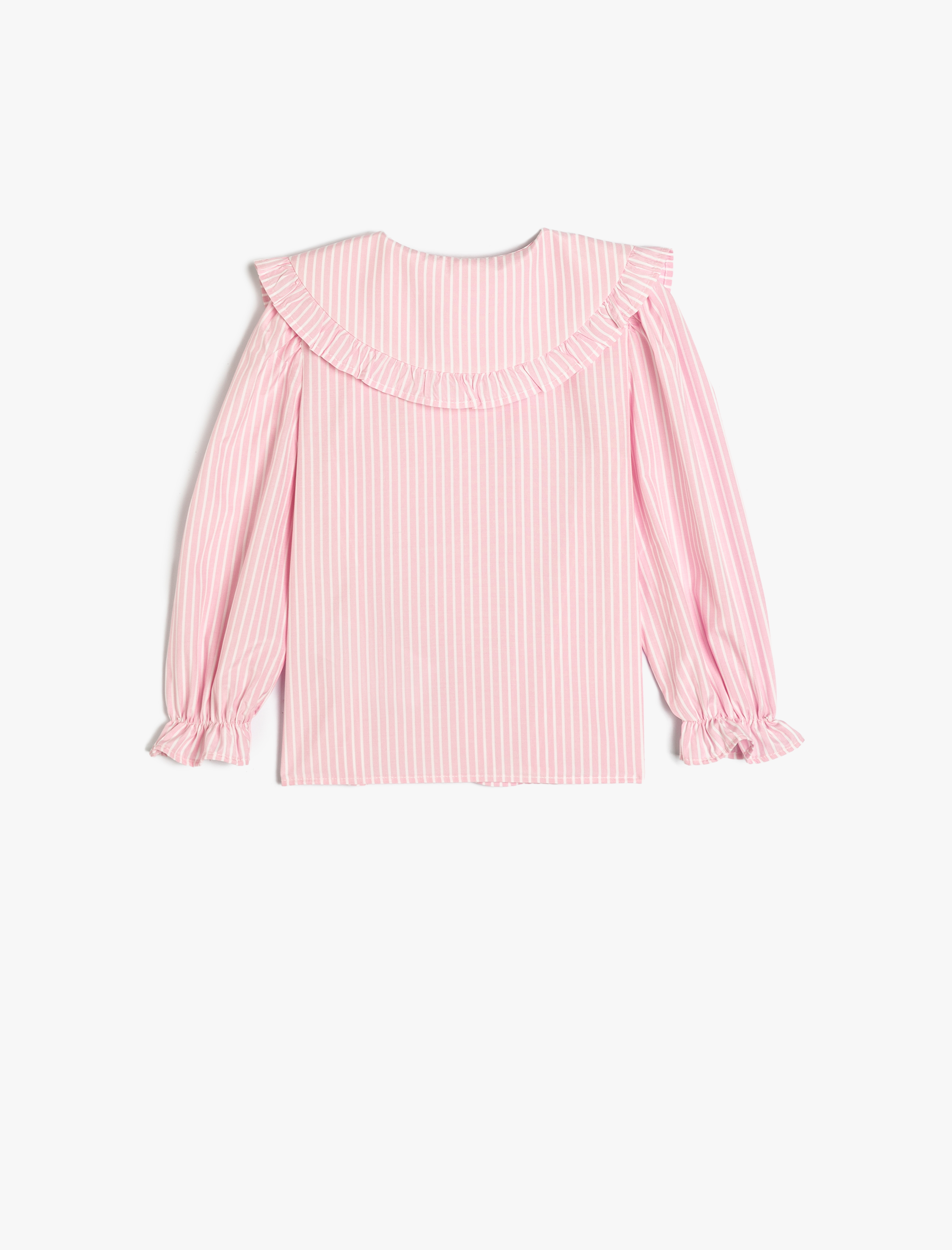 Kız Bebek Gömlek Bebe Yaka Uzun Kollu Fırfır Detaylı