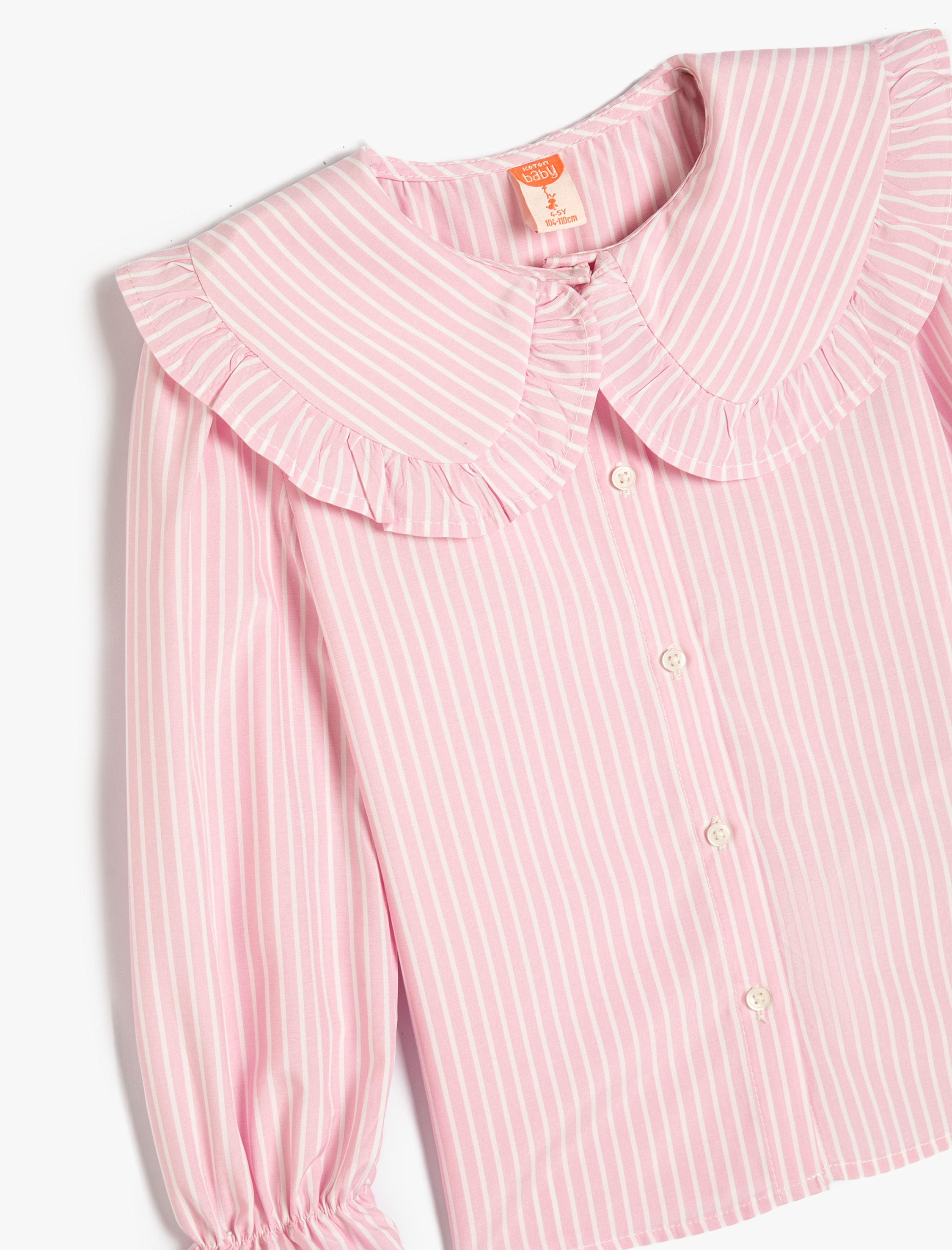 Kız Bebek Gömlek Bebe Yaka Uzun Kollu Fırfır Detaylı