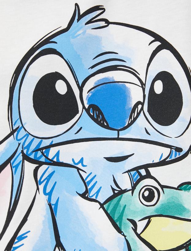 Stitch Tişört Lisanslı Kısa Kollu Bisiklet Yaka Pamuklu Rahat Kalıp_5